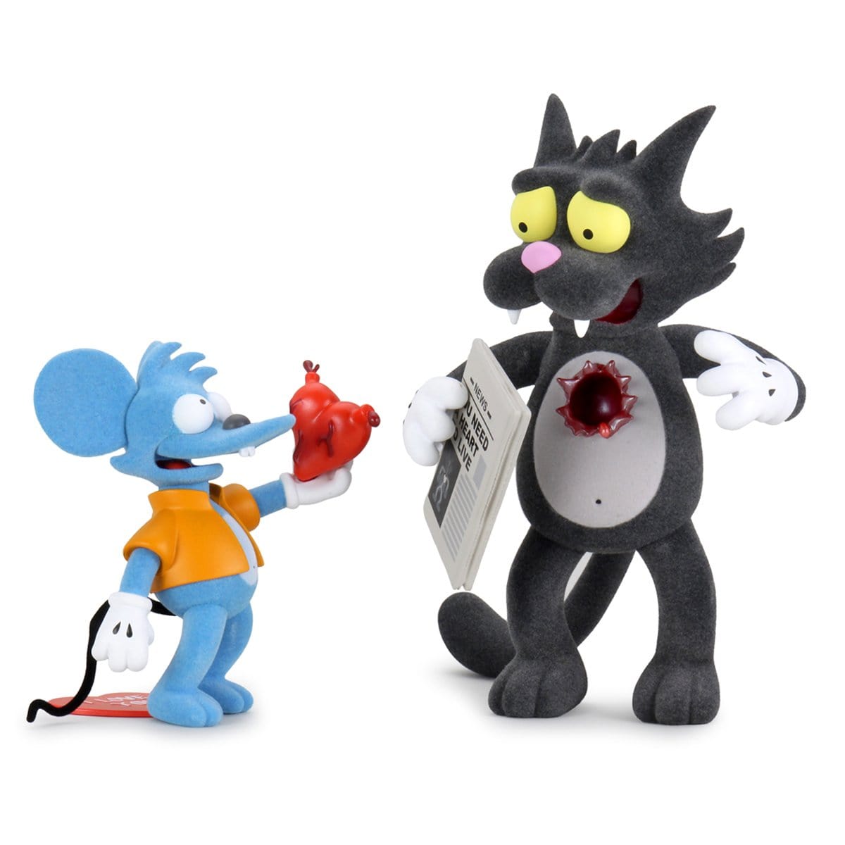 The Simpsons x Kidrobot Itchy & Scratchy Flocked Medium Figure Set - IamRetro Exclusive - Perfect for Collectors, Home Decor, and Pop Culture Enthusiasts