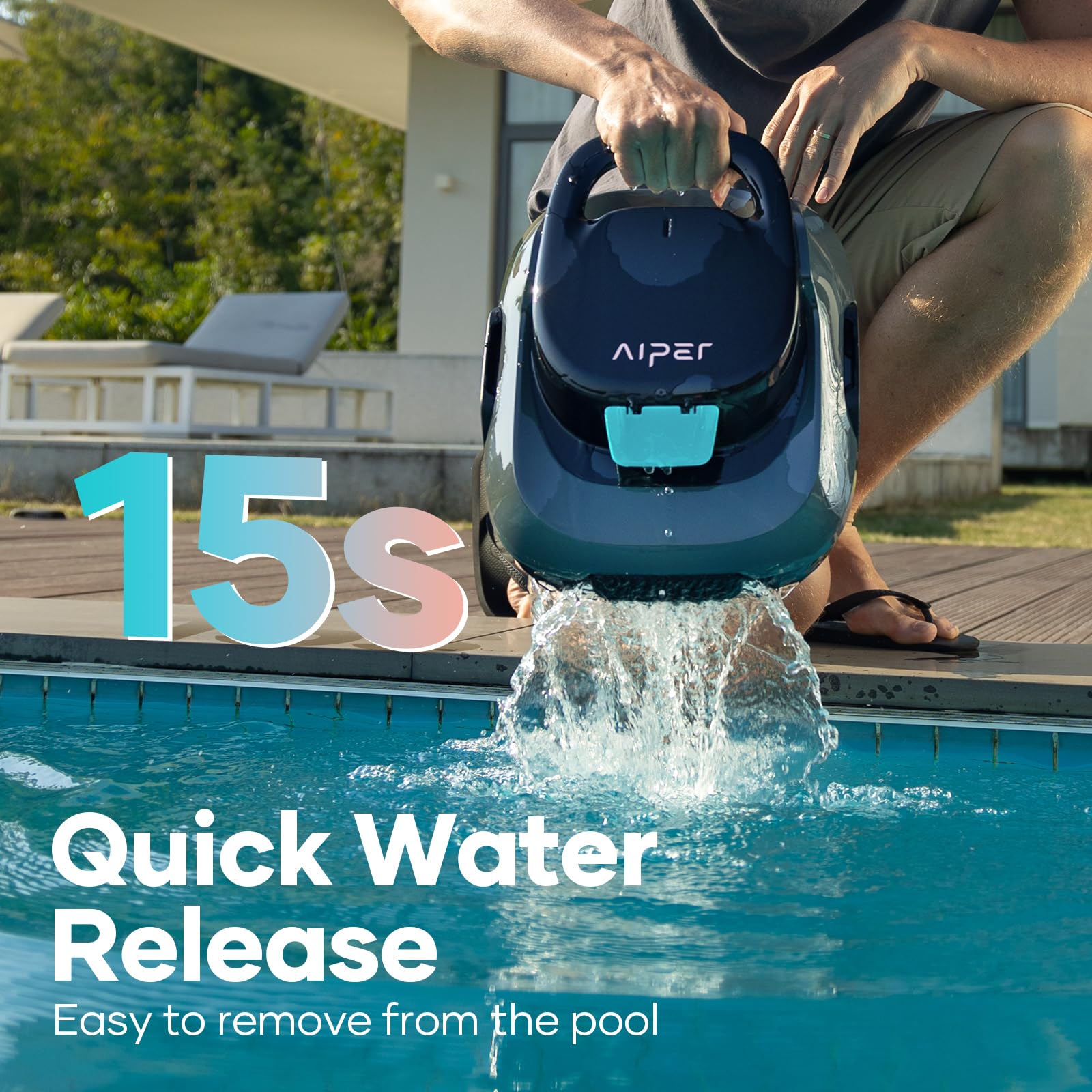 AIPER Cordless Robotic Pool Cleaner - Automatic Pool Vacuum with Self-Parking Technology, 90 Min Runtime for Above Ground & In-Ground Pools up to 40 FT - Perfect for Weekly Pool Maintenance & Seasonal Cleaning