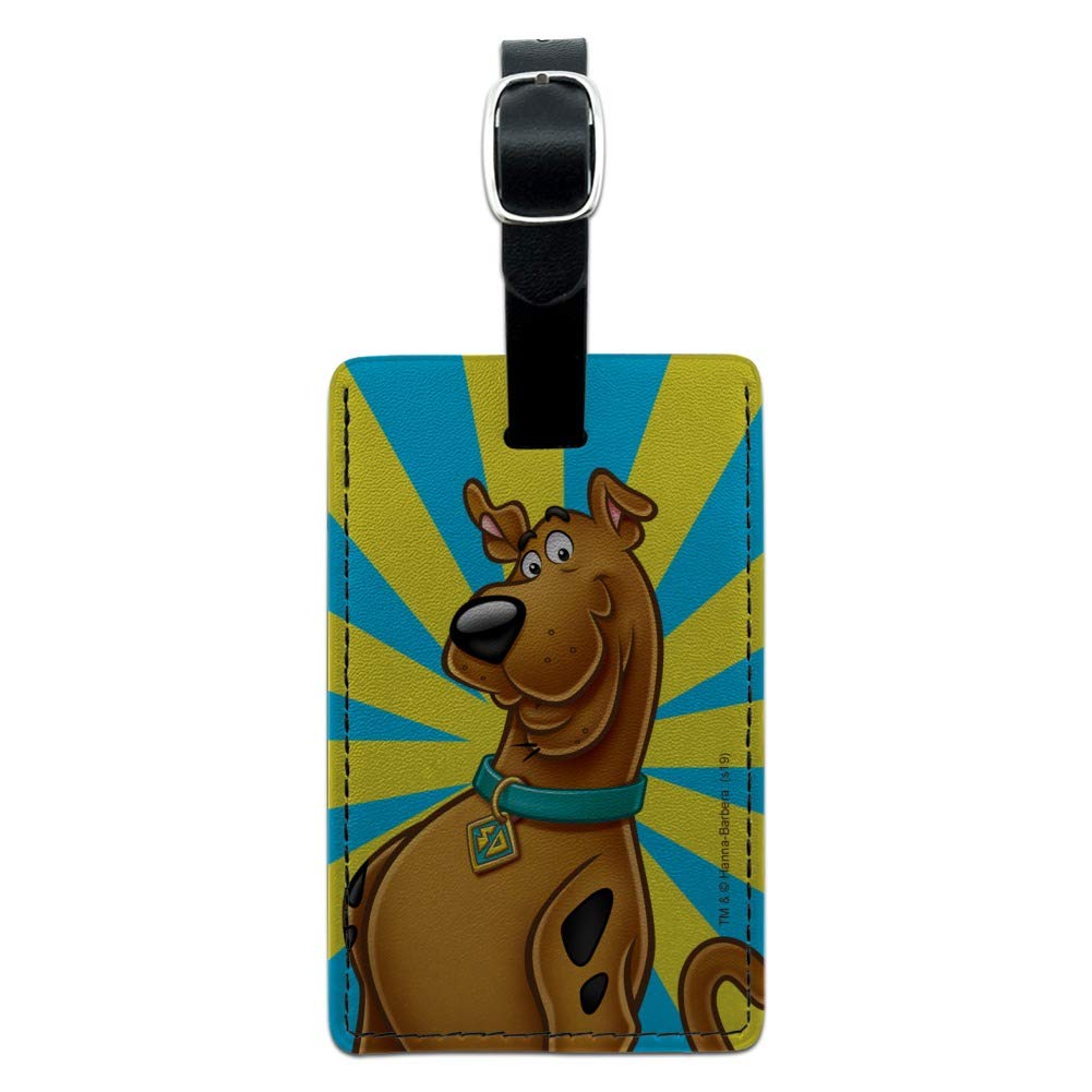 Scooby-Doo Rectangle Leather Luggage Tag - Personalized Carry-On ID Tag for Suitcases & Travel Bags - Perfect for Kids, Cartoon Fans & Travel Enthusiasts