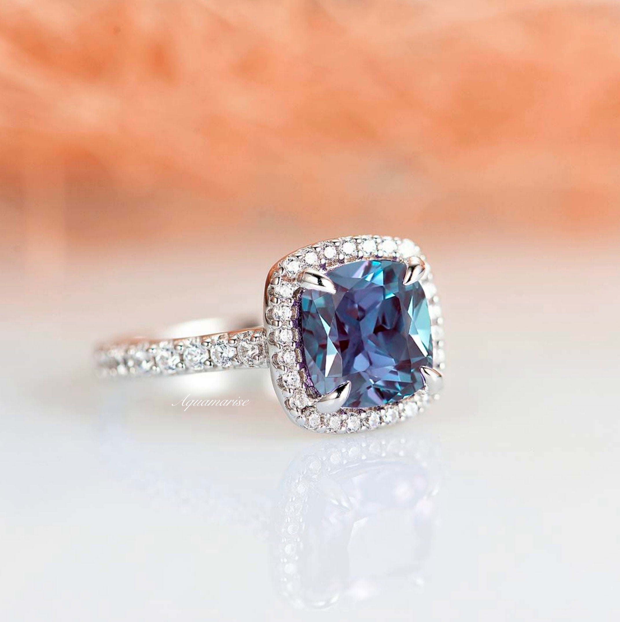 Belle Alexandrite Ring Sterling Silver - Elegant Gemstone Jewelry for Women, Perfect for Engagement, Wedding & Special Occasions