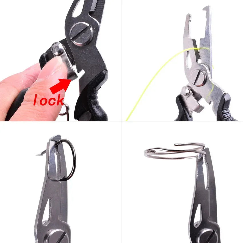 Premium Multifunction Fishing Pliers with Scissors & Braid Cutter - Stainless Steel Fishing Tool for Saltwater & Freshwater Anglers - Perfect for Cutting Lines, Removing Hooks & Tackle Maintenance