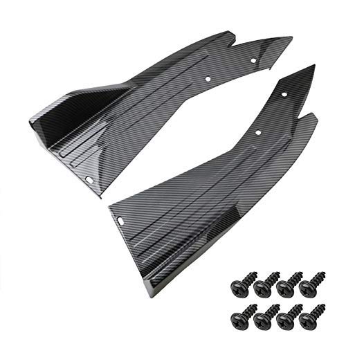 2PCS Universal Carbon Fiber Rear Bumper Lip Diffuser & Front Bumper Splitter Kit with Side Skirt Spoiler - Car Body Styling for Enhanced Aerodynamics & Sporty Look (Fits Most Vehicles) - Perfect for Street Racing & Car Show Modifications