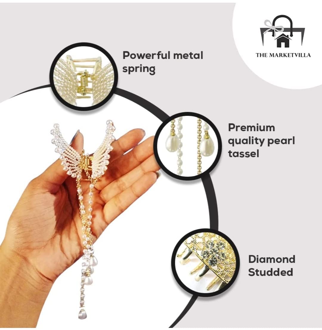 DOLLIT Butterfly Hair Clip for Women & Girls - Elegant Metal Claw Hair Clips for Fancy Hairstyles, Bridal Hair Accessories - 1 Piece Free Size - Perfect for Weddings, Parties & Everyday Styling