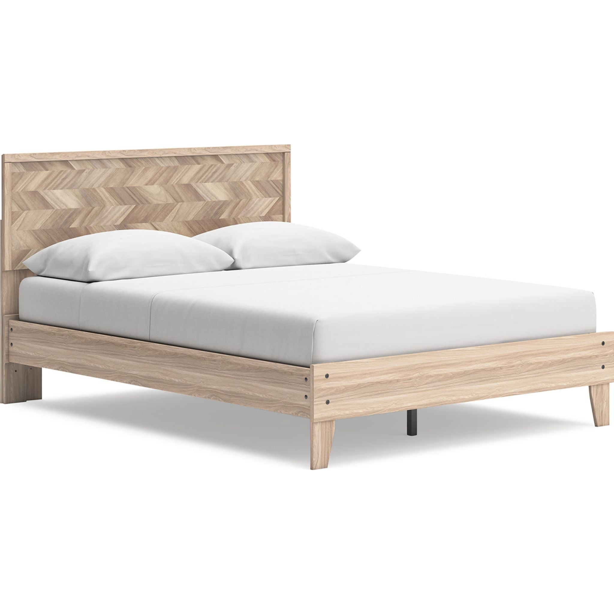 Battelle Queen Platform Bed Frame with Headboard - Tan Brown Wooden Bed Frame for Bedroom, Modern Minimalist Design, Sturdy & Noise-Free, Perfect for Small Spaces & Guest Rooms