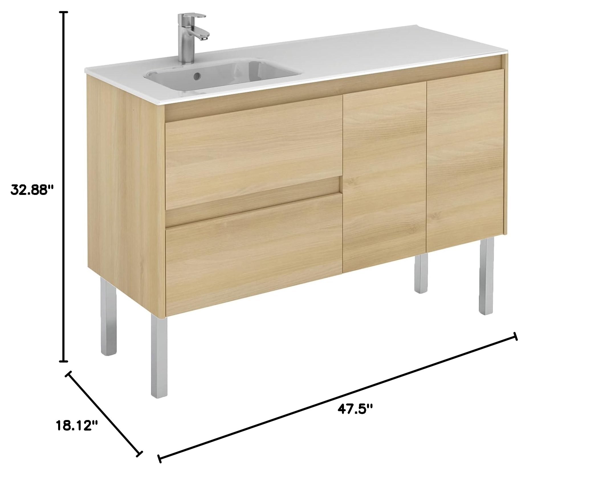 Nordic Oak Vanity Set with Ceramic Top - Perfect for Bathroom Renovation