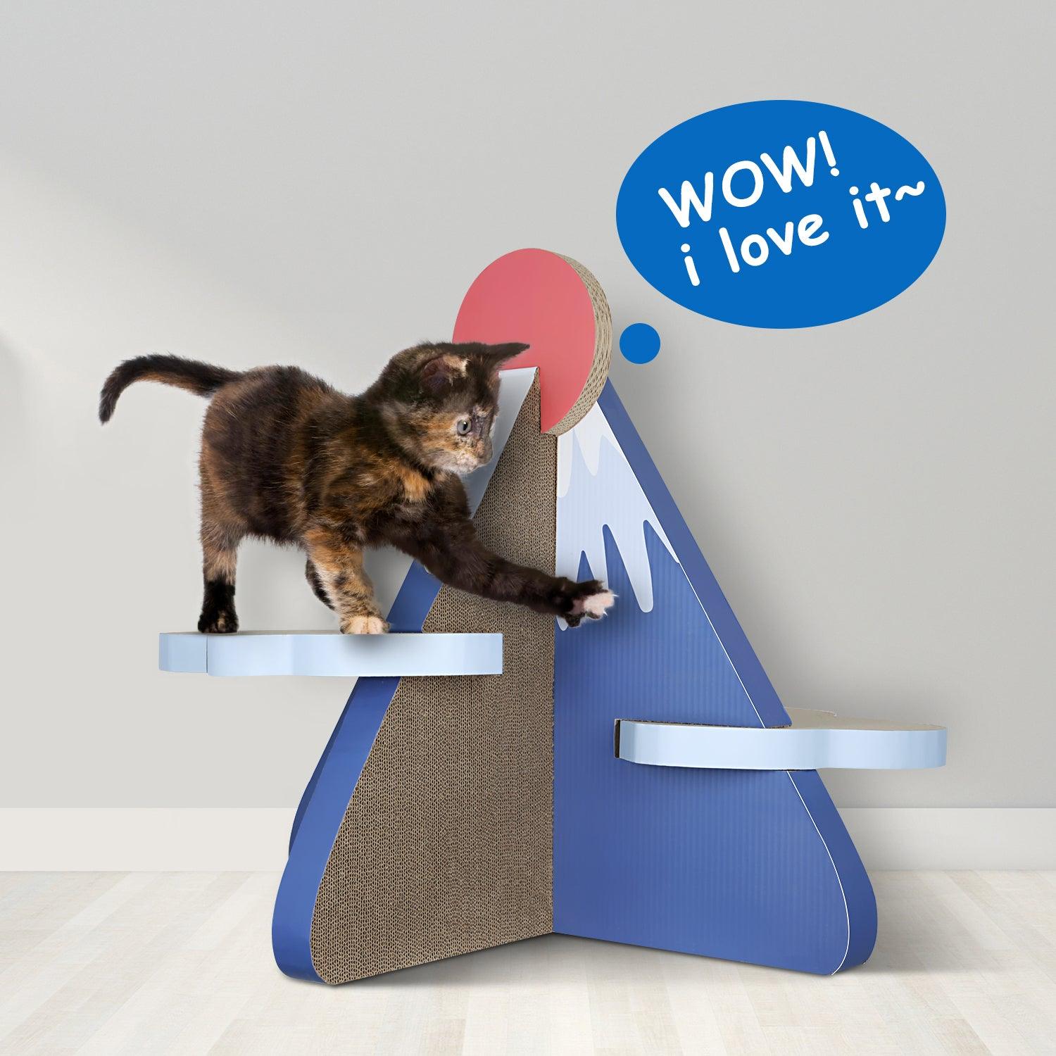 Premium Cat Scratcher Post Board - Fuji Mountain Shaped Scratching Lounge & Bed for Cats - Durable Sisal Pad Protects Furniture - Perfect for Indoor Play & Relaxation