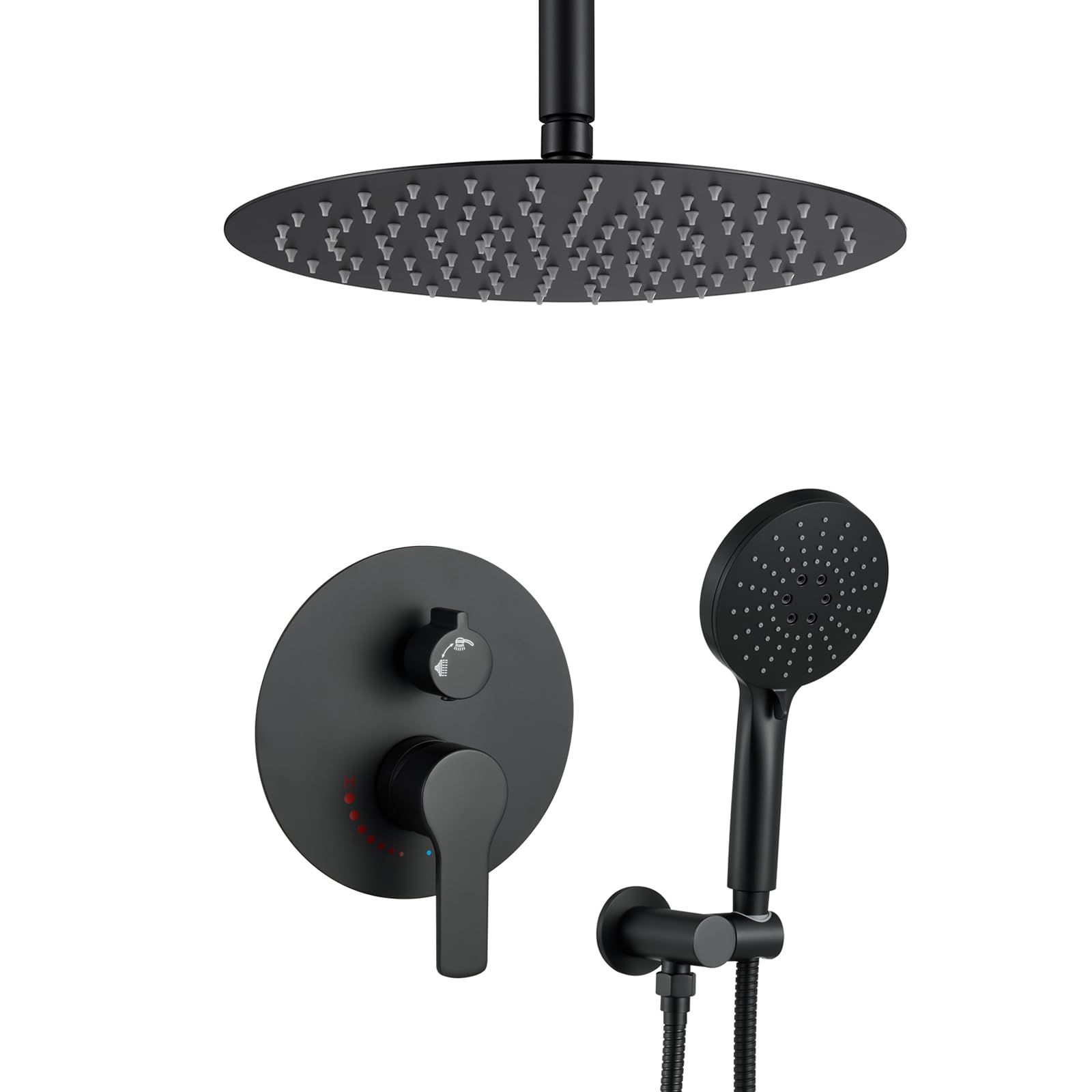 Premium Matte Black Shower System - 12
