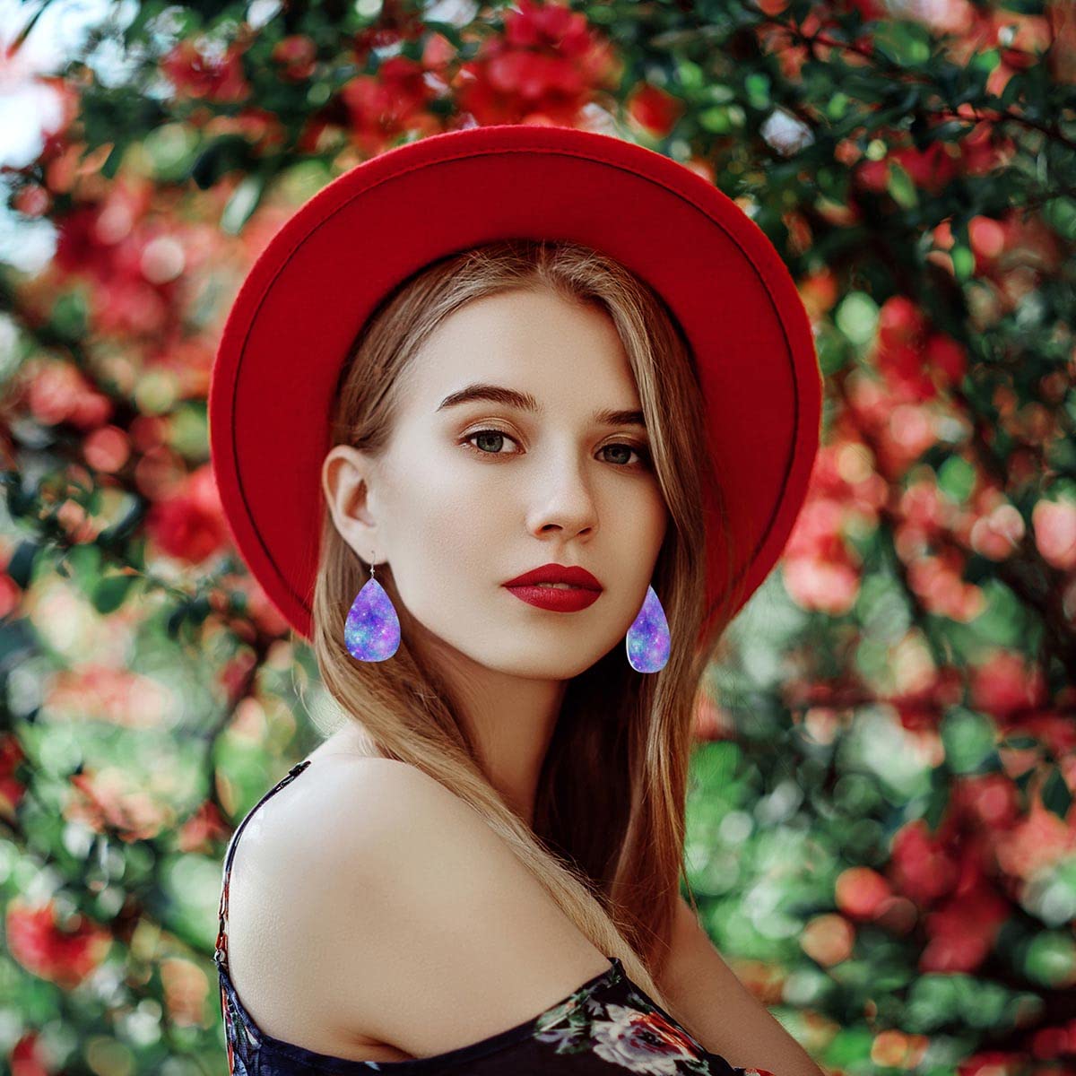 Zokola Galaxy Universe Faux Leather Earrings for Women - Fantasy Nebula Starry Sky Teardrop Dangle Earrings Jewelry | Perfect for Cosplay, Rave Parties & Boho Fashion Accessories