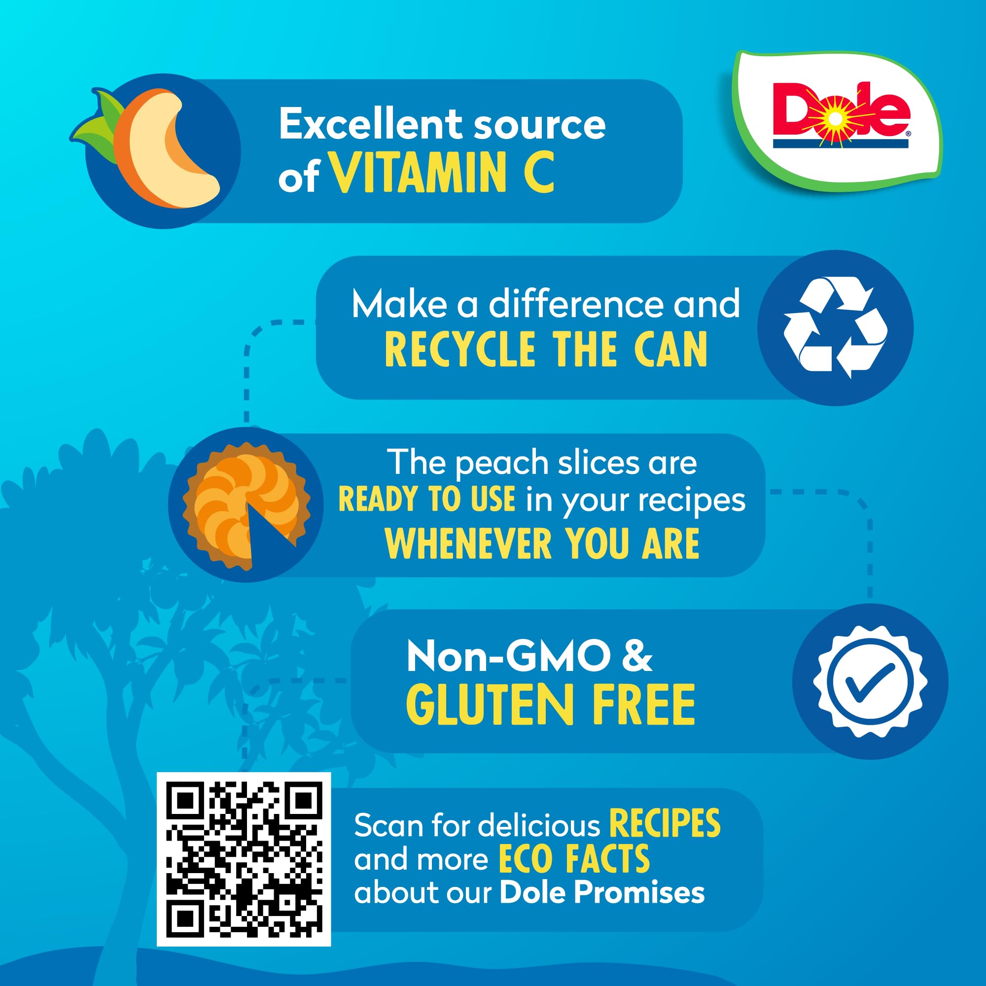 Dole Yellow Cling Sliced Peaches in 100% Fruit Juice - 23.5 Oz Resealable Jar - Gluten Free, No Sugar Added, Pantry Staple - Perfect for Snacks, Smoothies & Fruit Salads