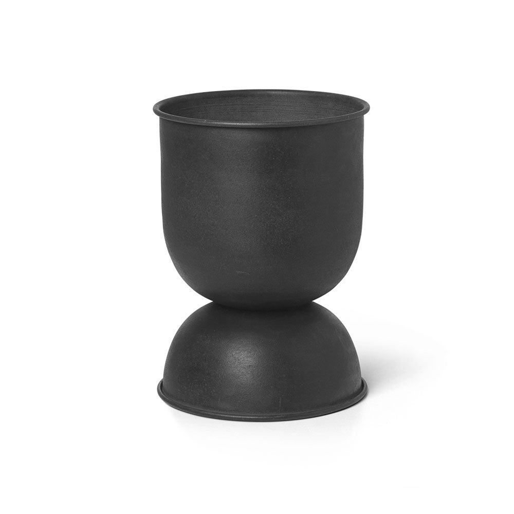 FERM LIVING Hourglass Flower Pot - 16.7 Inch Small Black Ceramic Planter for Indoor Plants, Succulents, and Home Decor | Perfect for Living Room, Office, and Balcony