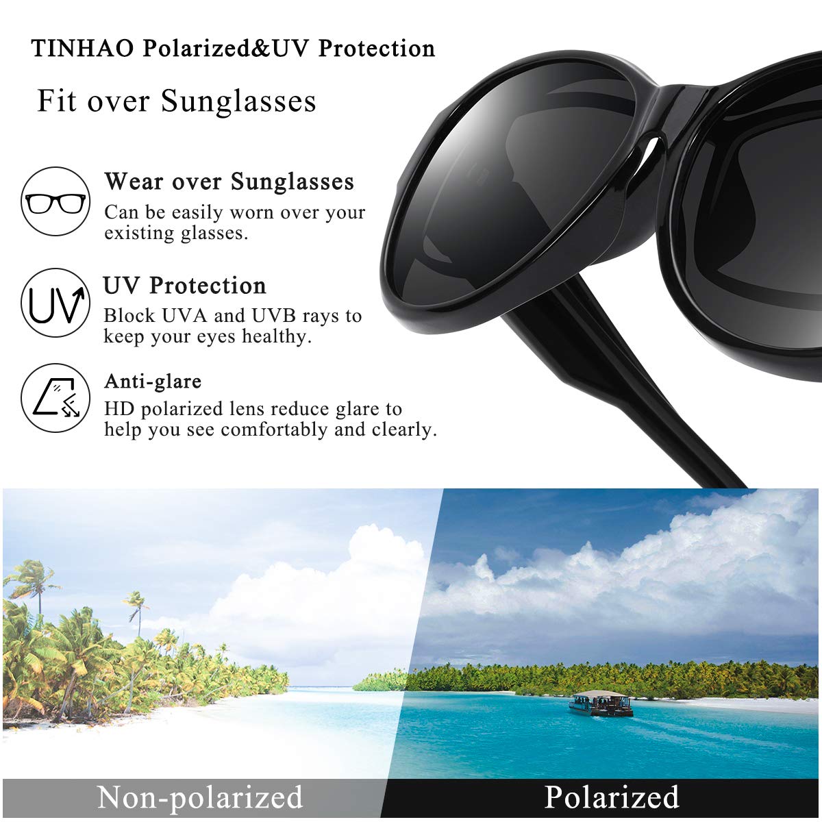 Oversized Fit Over Sunglasses for Women & Men - Polarized Lenses with 100% UV Protection - Perfect for Driving, Outdoor Sports & Daily Wear