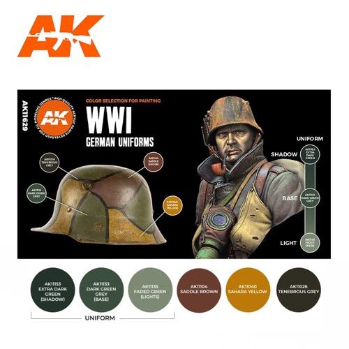 AK Interactive AK11629 WWI German Uniform 3rd Generation - Historical Military Model Paint Set for Scale Models & Dioramas - Perfect for War Reenactments & Collectors