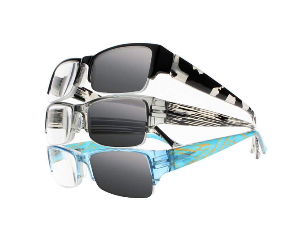 Stylish Half Rim Colorful Photochromic Reading Glasses with UV400 Protection - Lightweight Transition Sunglasses for Men & Women - Perfect for Reading, Driving, and Outdoor Activities