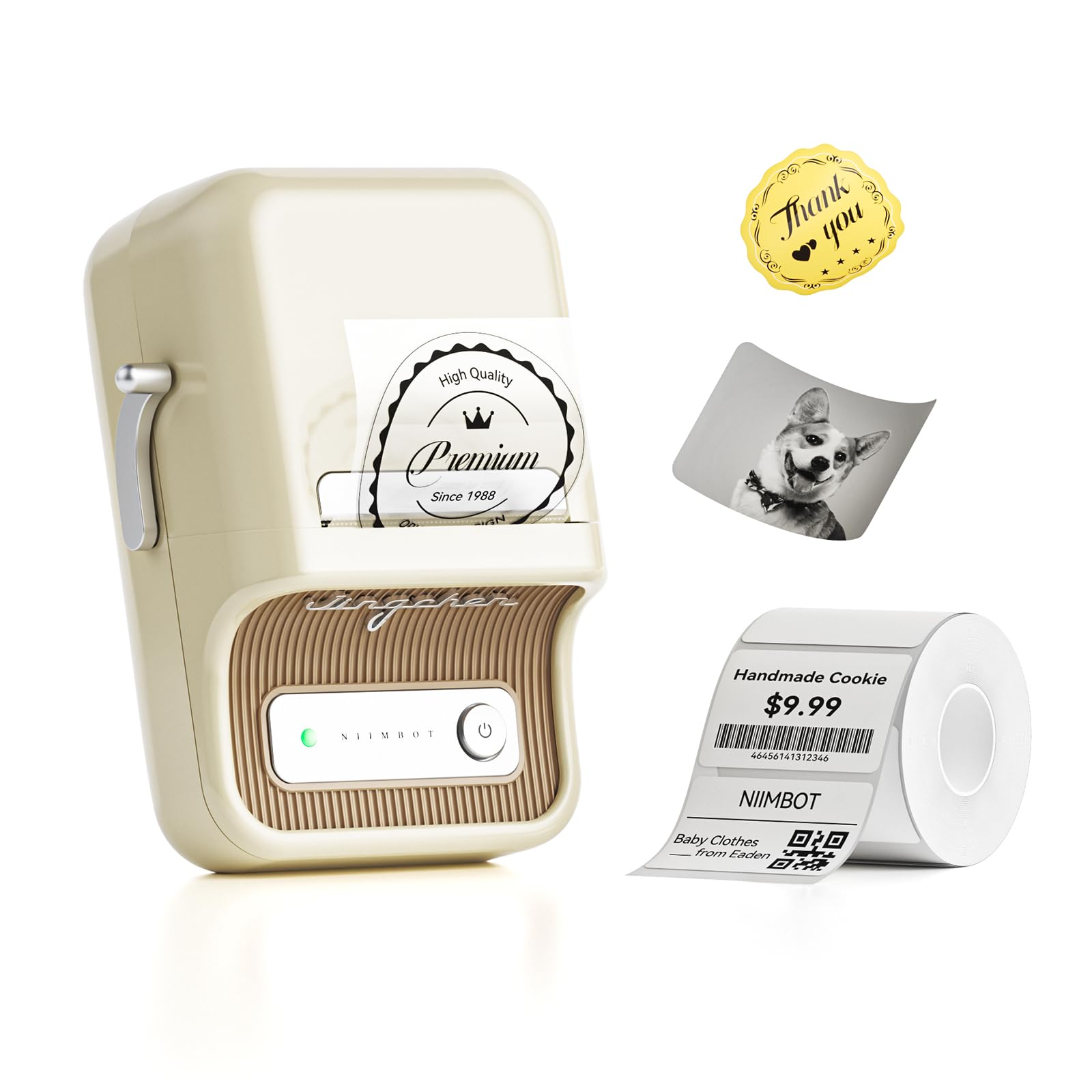 NIIMBOT B21 Portable Bluetooth Label Printer - Wireless Sticker Maker for Small Business, Barcode, Clothing, Retail, Bakery, Mailing, Candles & Jewelry - Perfect for Home Office, Craft Organizing & Gift Labeling (White)