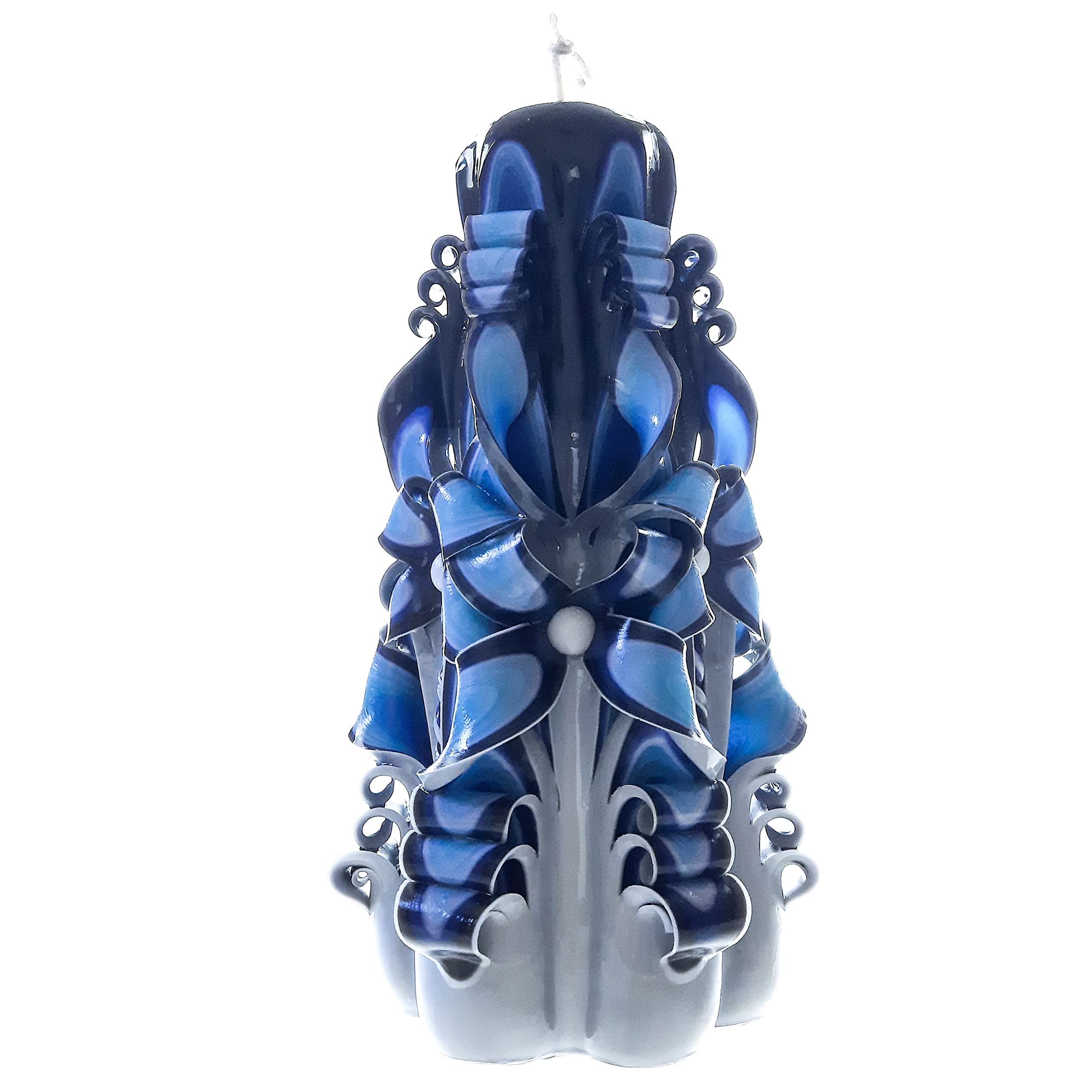 Royal Blue Hand Carved Candles 8.8