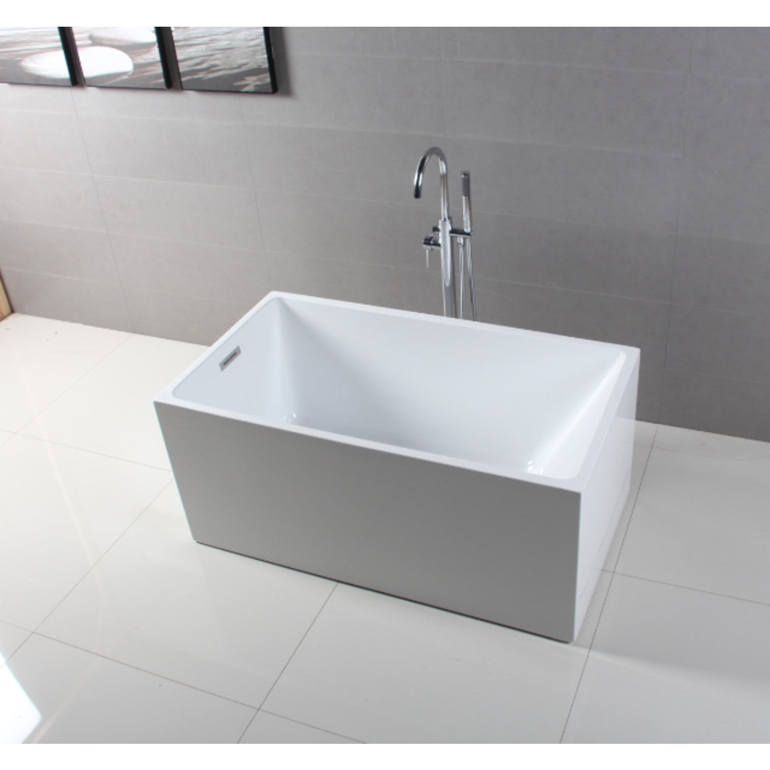 Aqua Eden 51 Inch Acrylic Freestanding Bathtub - Glossy White Rectangular Soaking Tub with Drain | Double-Ended Design for Modern Bathrooms & Spa-Like Relaxation