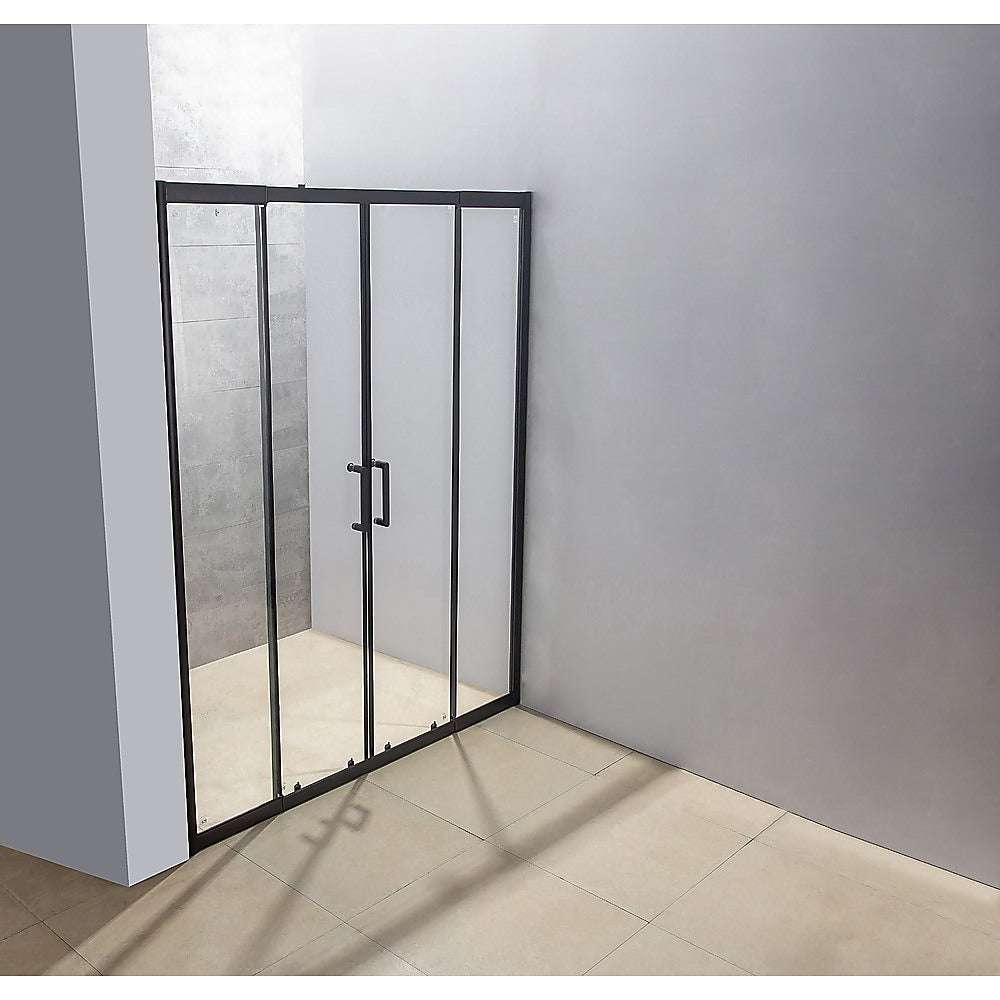 1400mm - 1600mm Black Sliding Door Safety Glass Shower Screen by Della Francesca | Modern Bathroom Enclosure for Walk-in Showers & Spa Bathrooms