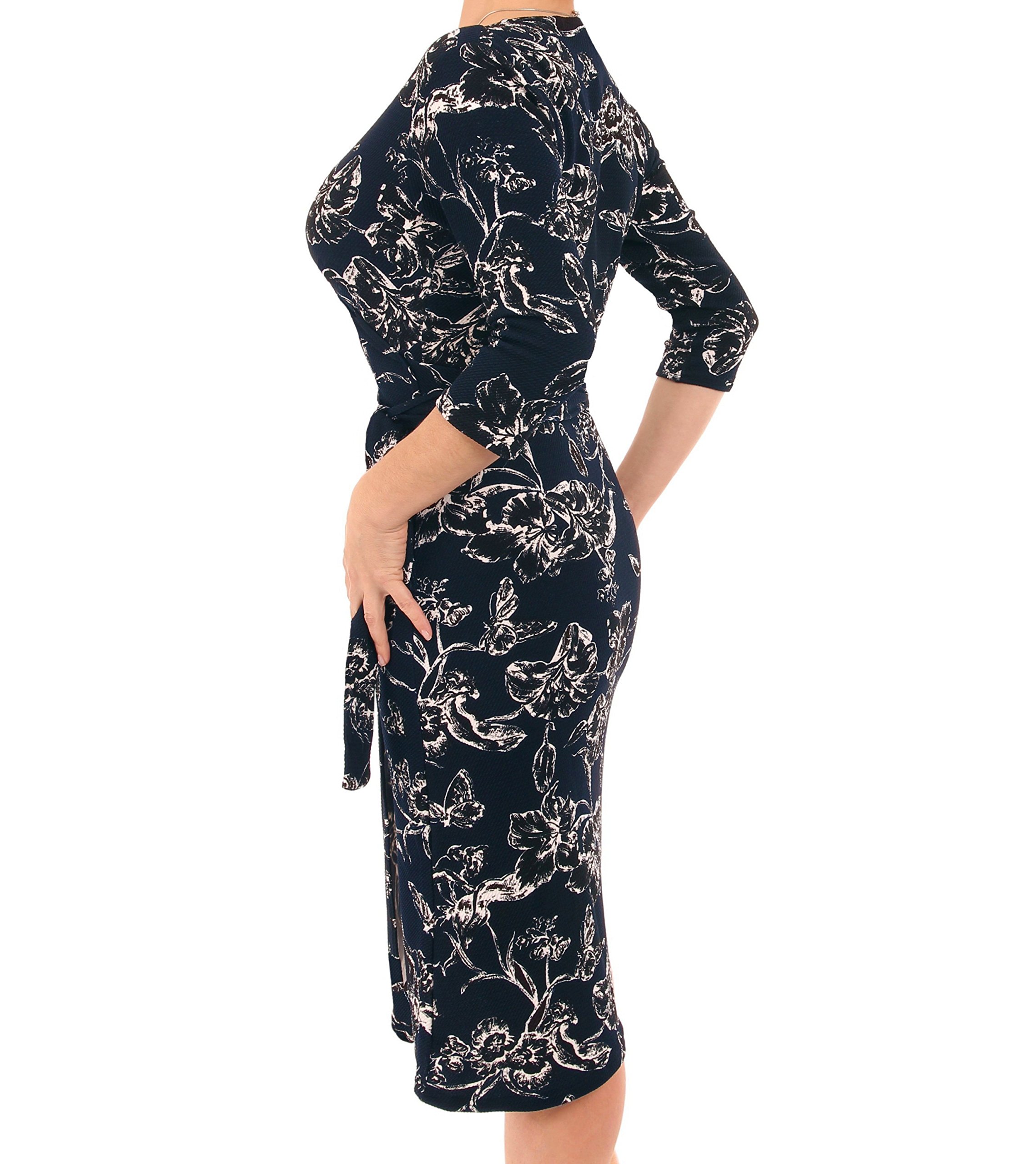 Women's Textured Floral Wrap Dress - Elegant V-Neck Midi Dress for Summer, Beach & Party | Comfortable Stretchy Fabric for Casual & Formal Occasions