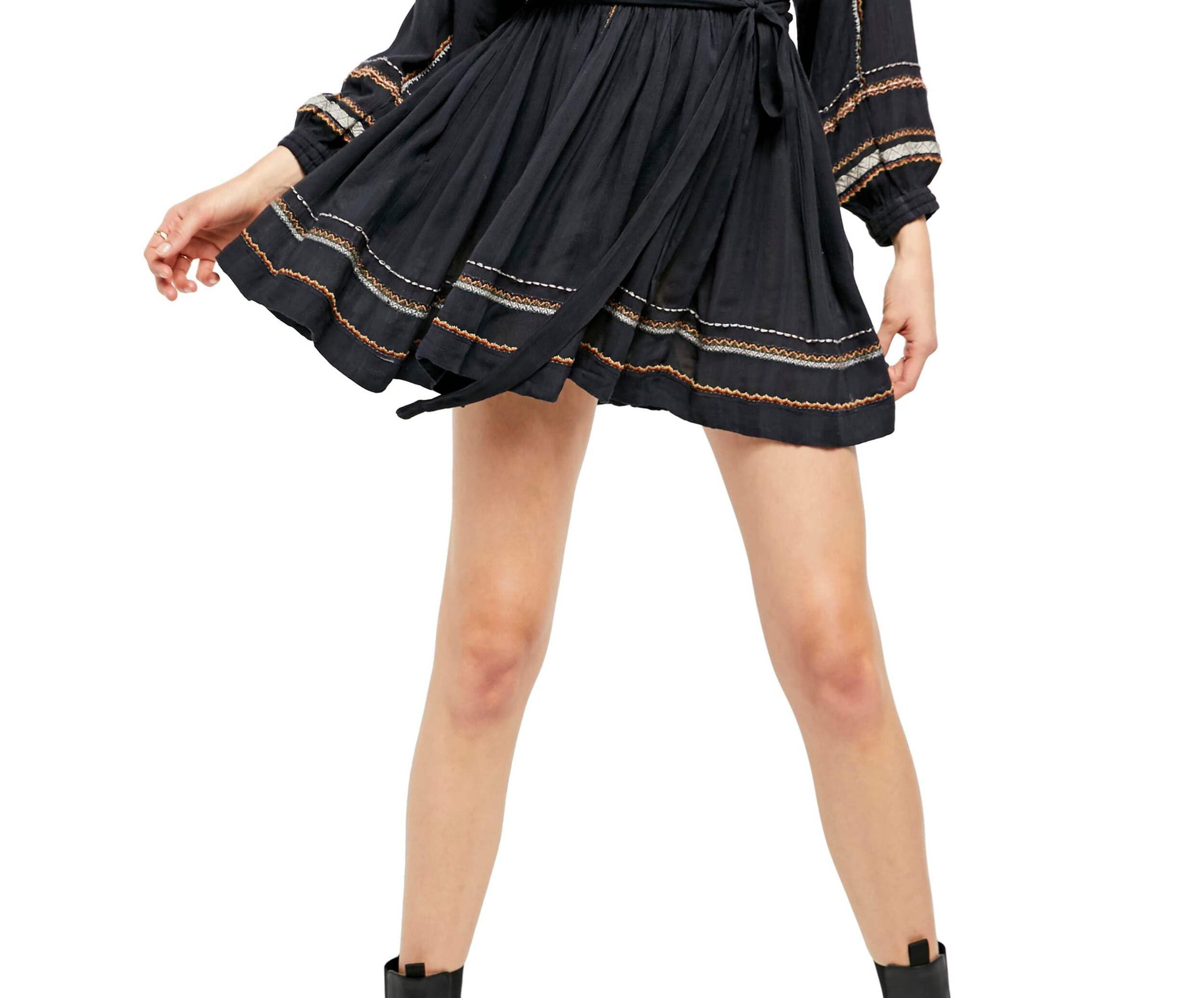 Free People Delilah Embroidered Long Sleeve Mini Dress - Boho Chic Floral Lace Dress for Women, Perfect for Date Night, Wedding Guest & Summer Parties