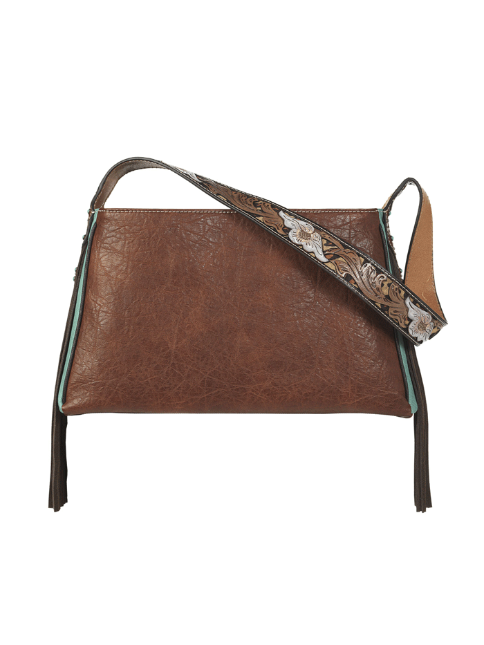 Nocona Women's Conceal Carry Leopard Tooled Satchel Purse - Brown Leather Crossbody Bag for Everyday Use, Travel & Outdoor Adventures