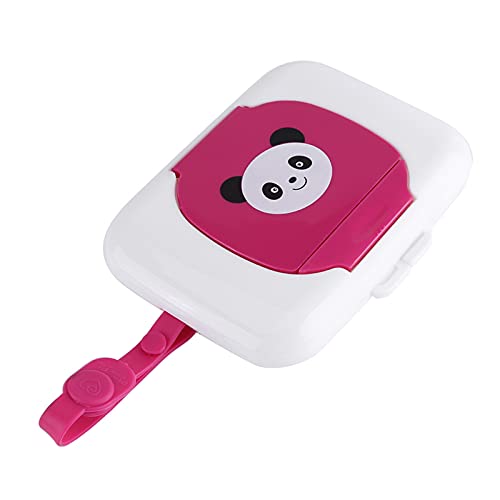 Baby Wet Wipes Storage Box with Lid - Portable Travel Wipes Case for Diaper Bags & Nursery (Rose Red Panda Design) - Perfect for On-the-Go Parents, Daycare & Baby Essentials Organization