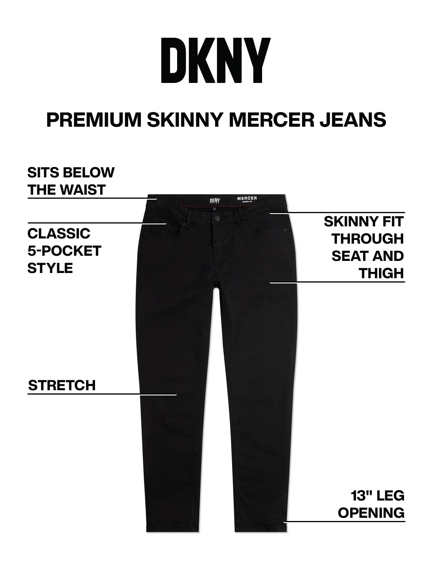 DKNY Men's Skinny Fit Stretch Jeans - Premium Soft Denim Pants for Slim Comfort | Perfect for Casual Wear, Office & Night Out