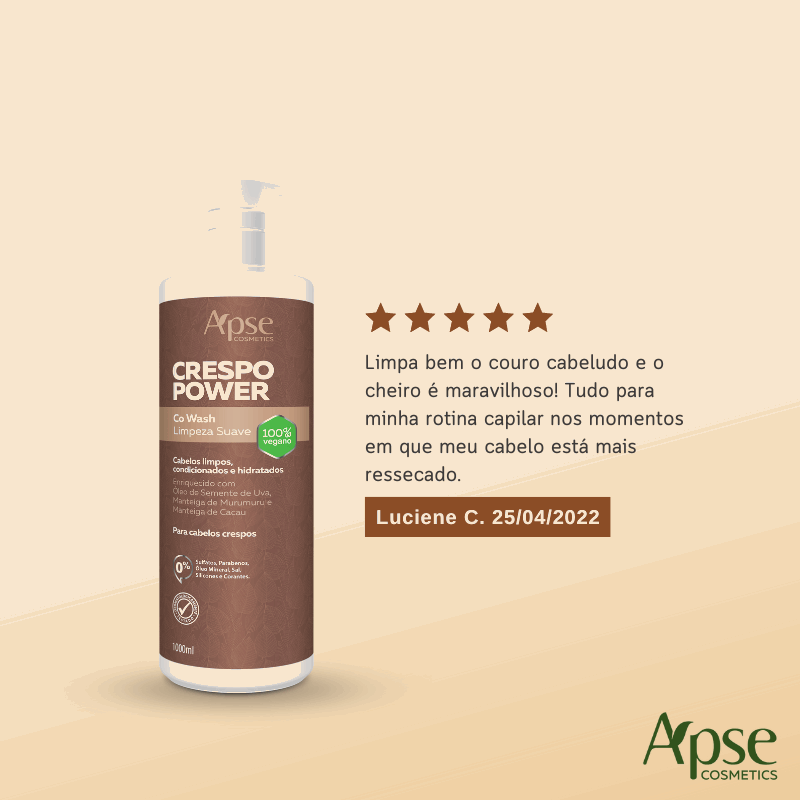 Apse Cosmetics Co Wash Gentle Cleansing Curly Power 33.8 fl oz - Sulfate-Free Hair Cleanser for Curly & Wavy Hair - Perfect for Daily Moisturizing & Detangling Routine