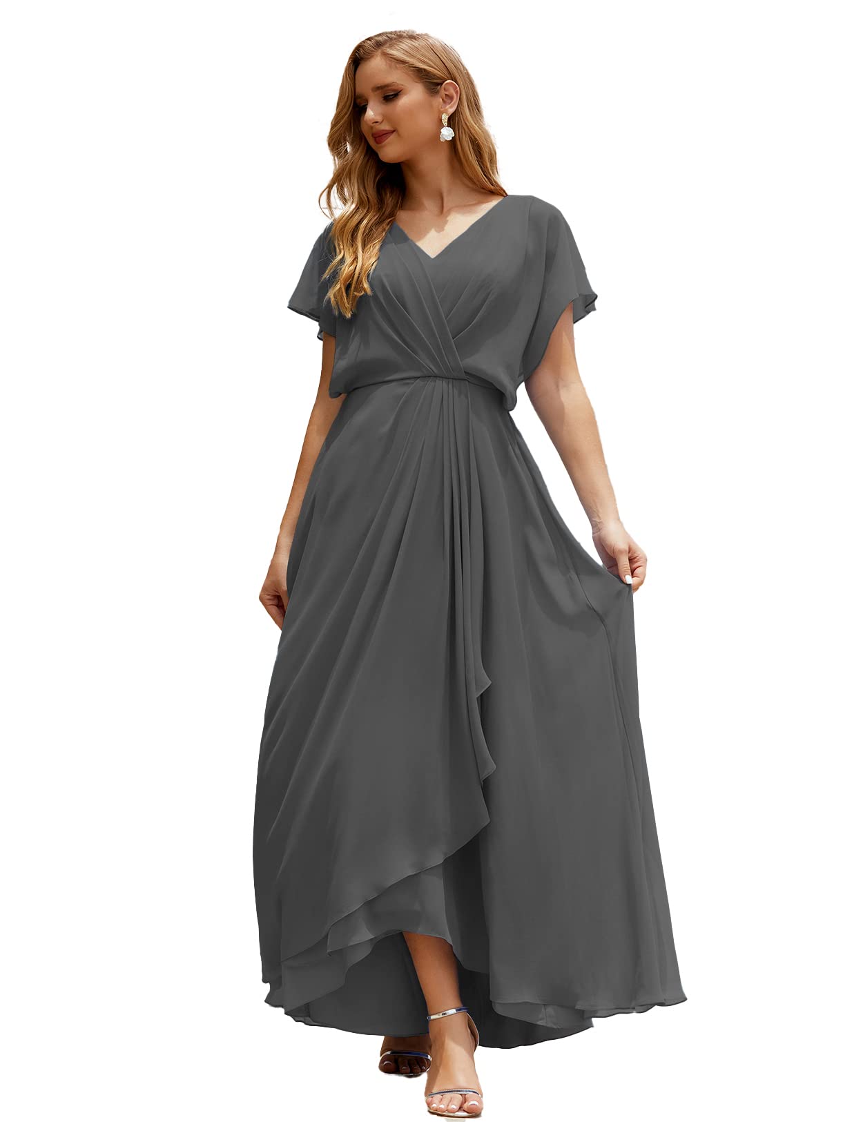 Elegant Numbersea Women's Homecoming Dress & Bridesmaid Gown with Dolman Sleeves - Formal Prom Dress for Wedding Guests - Perfect for Special Occasions, Parties & Evening Events