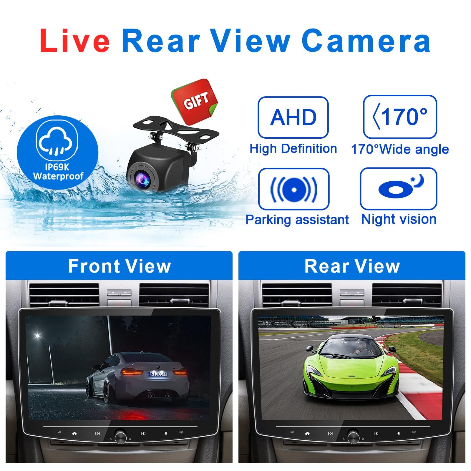 10 Inch Double Din Car Stereo with Wireless CarPlay & Android Auto - Detachable Android Car Radio, GPS Navigation, Bluetooth, Backup Camera, WiFi, 2GB+32GB - Perfect for Road Trips & Daily Commuting
