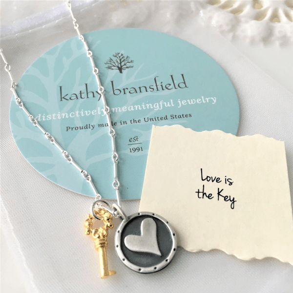 Love is the Key Sterling Silver Necklace | Kathy Bransfield | Romantic Gift for Her, Anniversary Present, Valentine's Day Jewelry