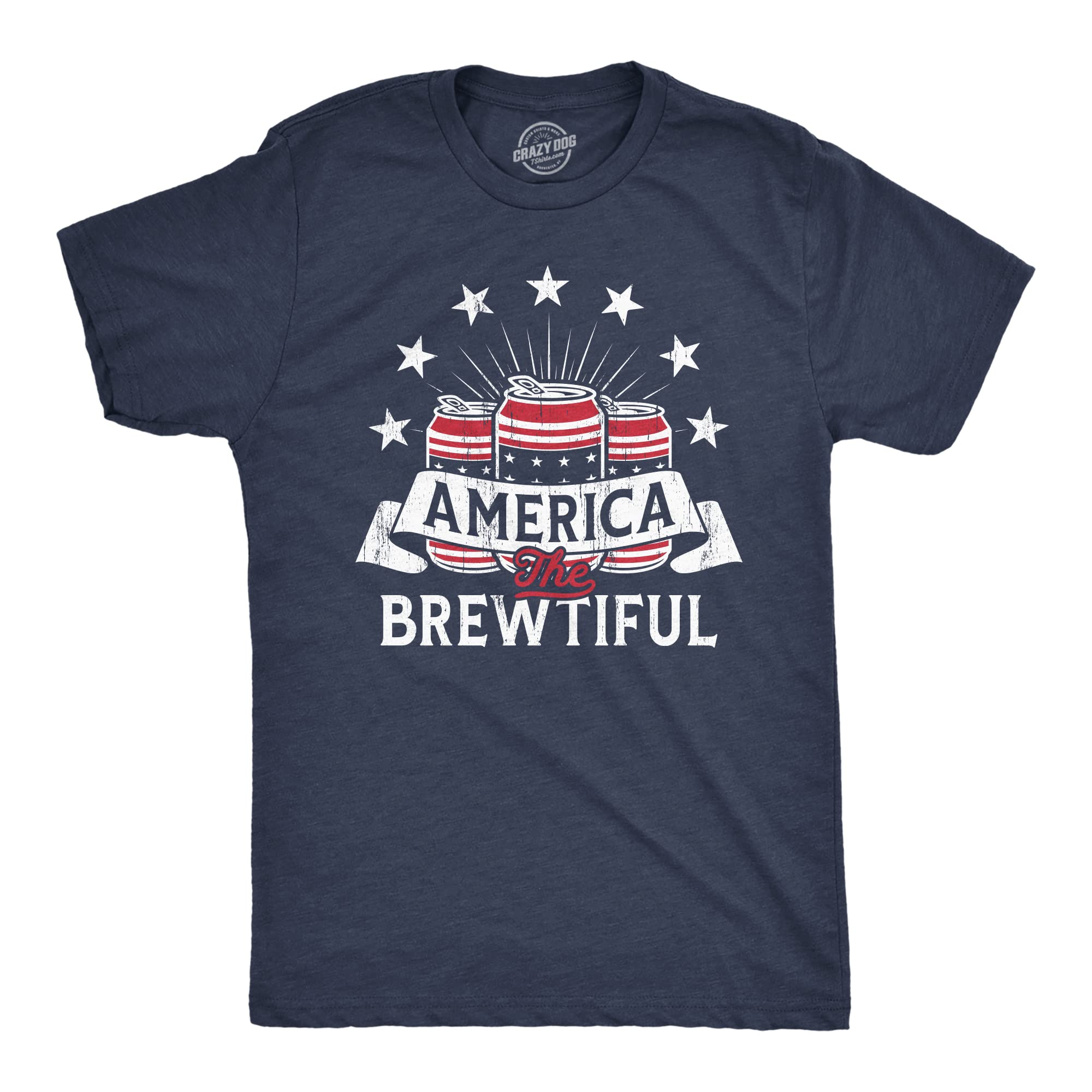 Funny Patriotic Beer Drinking T-Shirt for Men - American Flag & Brewtiful Design - Perfect for 4th of July, BBQ Parties & Casual Wear