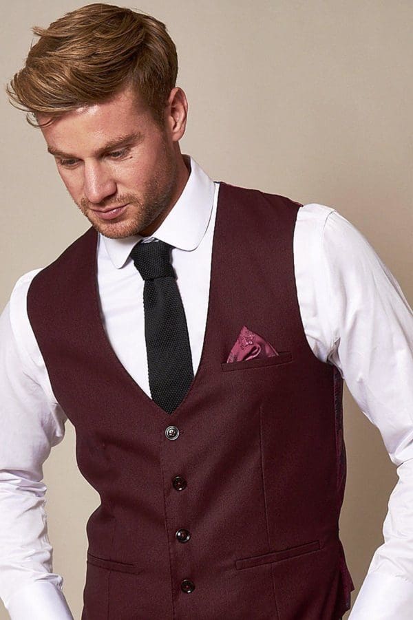 Marc Darcy Danny Wine 3 Piece Suit for Men | Premium Slim Fit Business Suit | Formal Wedding & Office Attire | Perfect for Business Meetings, Interviews & Special Occasions