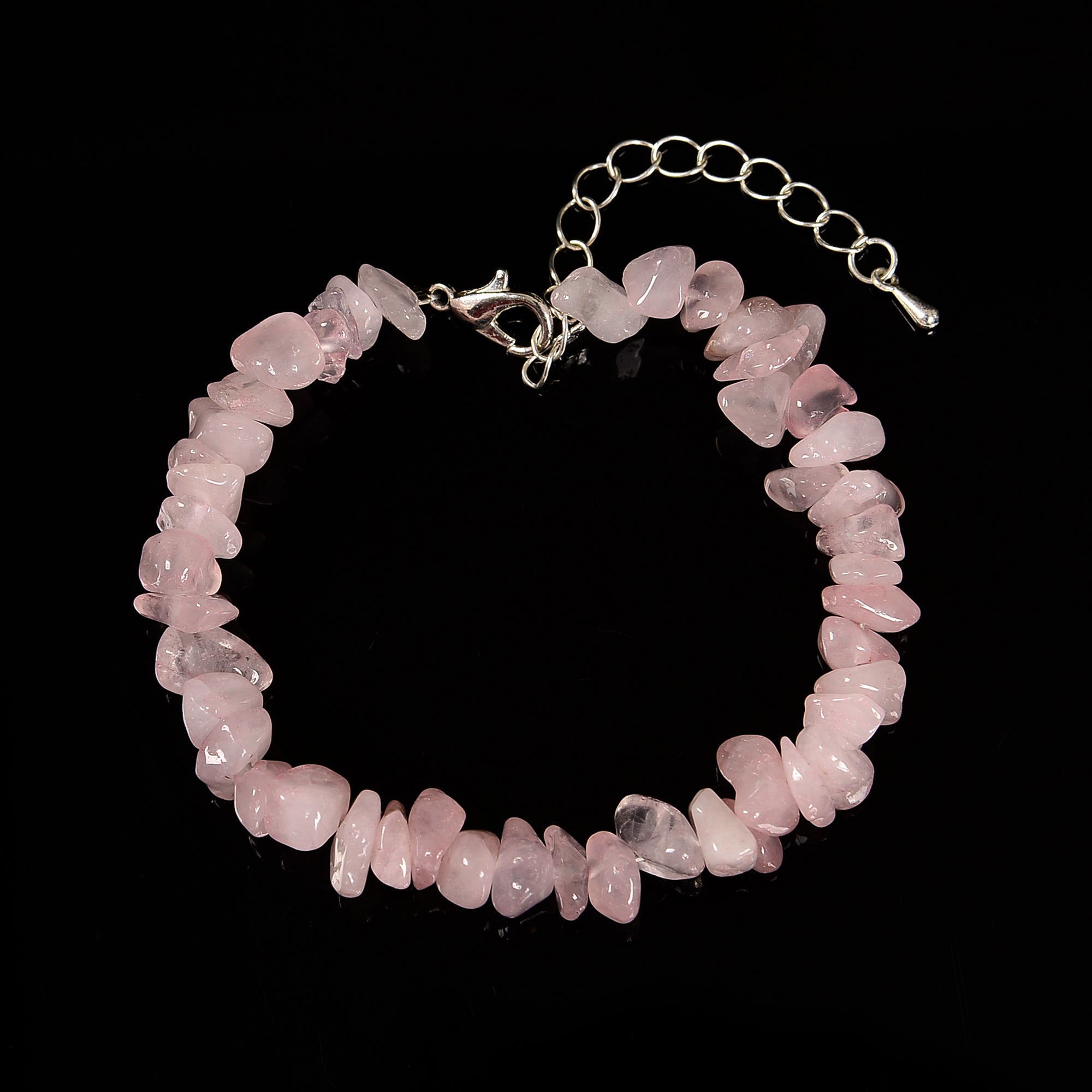 01 Mixed Gemstone Chips Bracelet with Silver Plated Clasp - 5mm & 8mm Beads - Adjustable 7