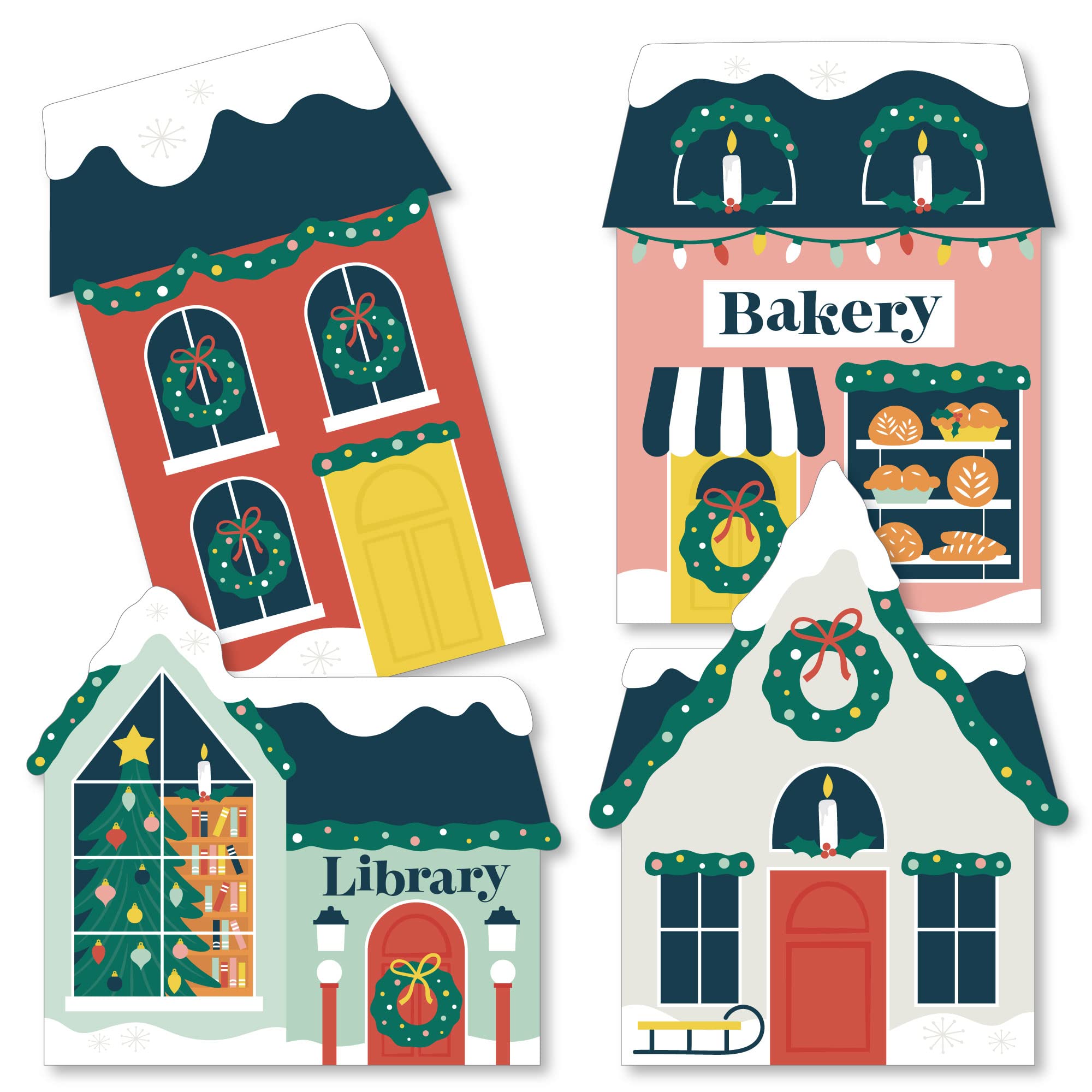 Big Dot of Happiness Christmas Village - DIY Holiday Winter House Decorations Set of 20 for Home, Office & Party Decor | Festive Seasonal Display