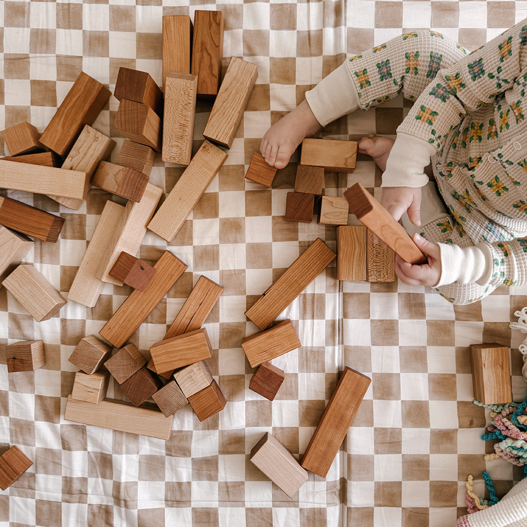 50-Piece Wooden Building Blocks Set - Natural Wood Kids Educational Toys for Toddlers & Preschoolers - Perfect for Creative Play, Learning & STEM Activities at Home or School