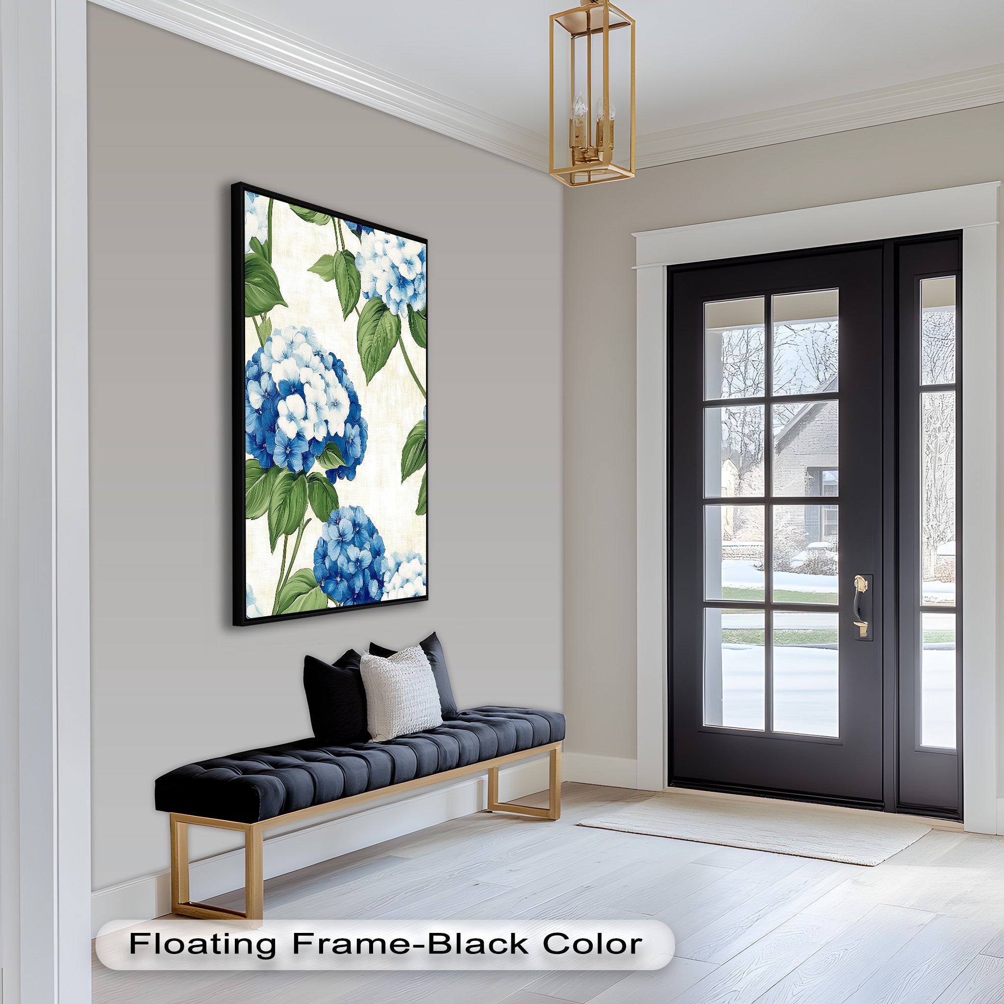 Blue and White Blooming Flower Oil Painting - Handmade Canvas Art for Home Decor, Living Room, Bedroom & Office Wall
