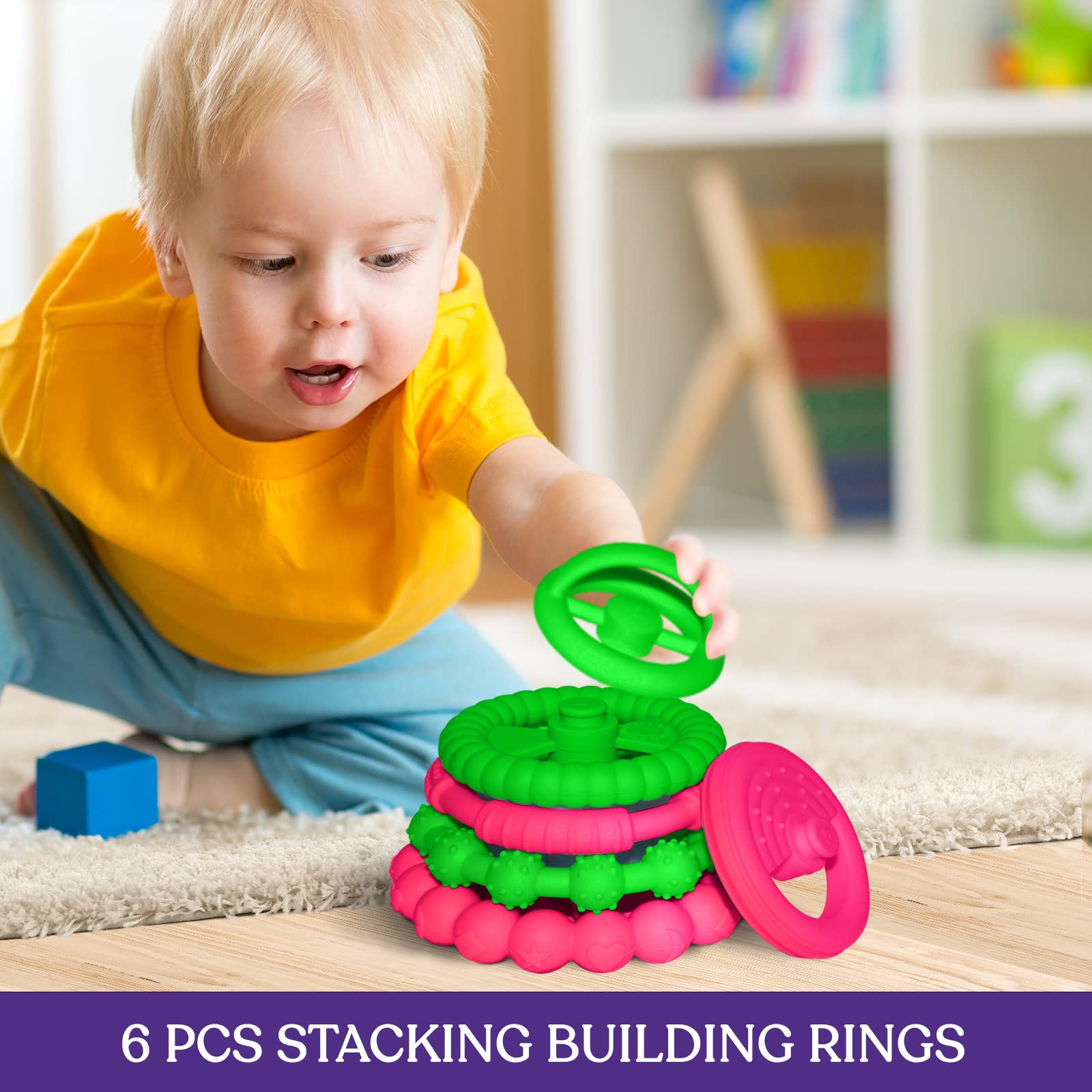 Soft Silicone Baby Stacking Rings - Teething Toy for Boys & Girls | Interactive Developmental Toy for Playtime & Learning