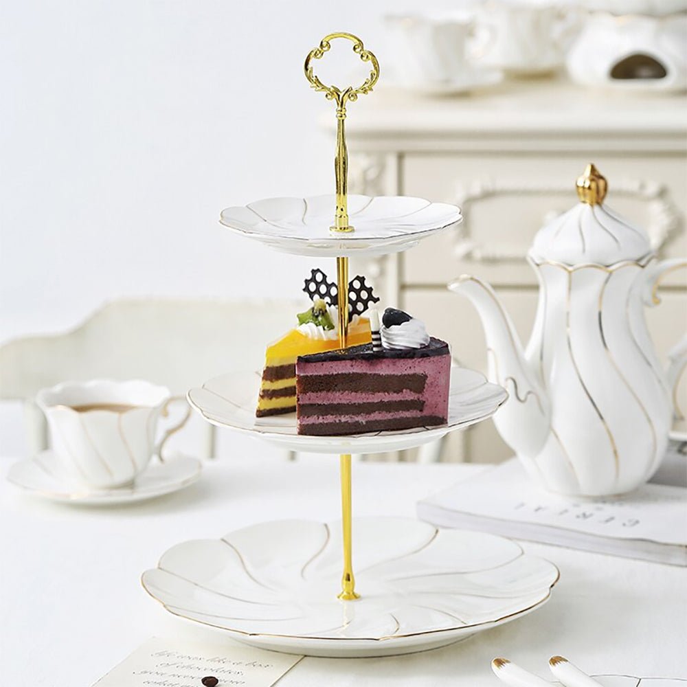 3-Tier Elegant Freesia Serving Stand - Perfect for Desserts, Appetizers & Party Snacks - Ideal for Tea Parties, Bridal Showers & Home Decor