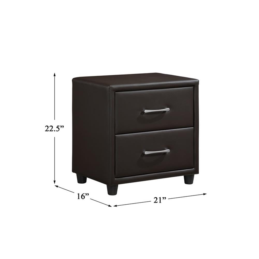 Modern Dark Brown Wood Nightstand with 2 Drawers - Pemberly Row Contemporary Bedside Table for Bedroom, Living Room, or Office Storage