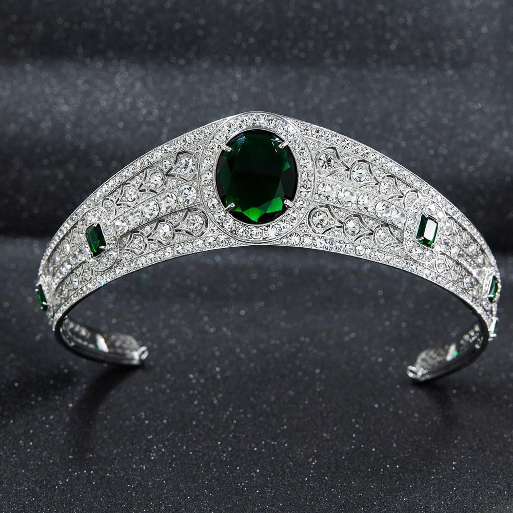 Princess Eugenie Wedding Tiara - The Greville Emerald Kokoshnik Tiara Diadem Crown HG086A | Royal Bridal Headpiece for Weddings, Special Occasions & Formal Events