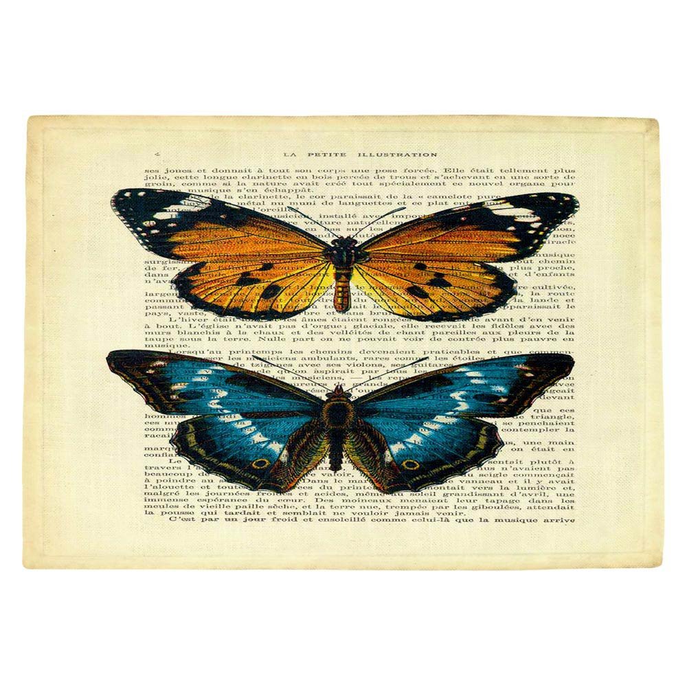 Premium USA-Made DiaNoche Kitchen Place Mats by Madame Memento - Elegant Monarch Butterfly Design - Perfect for Dining Tables, Home Decor & Gift Giving