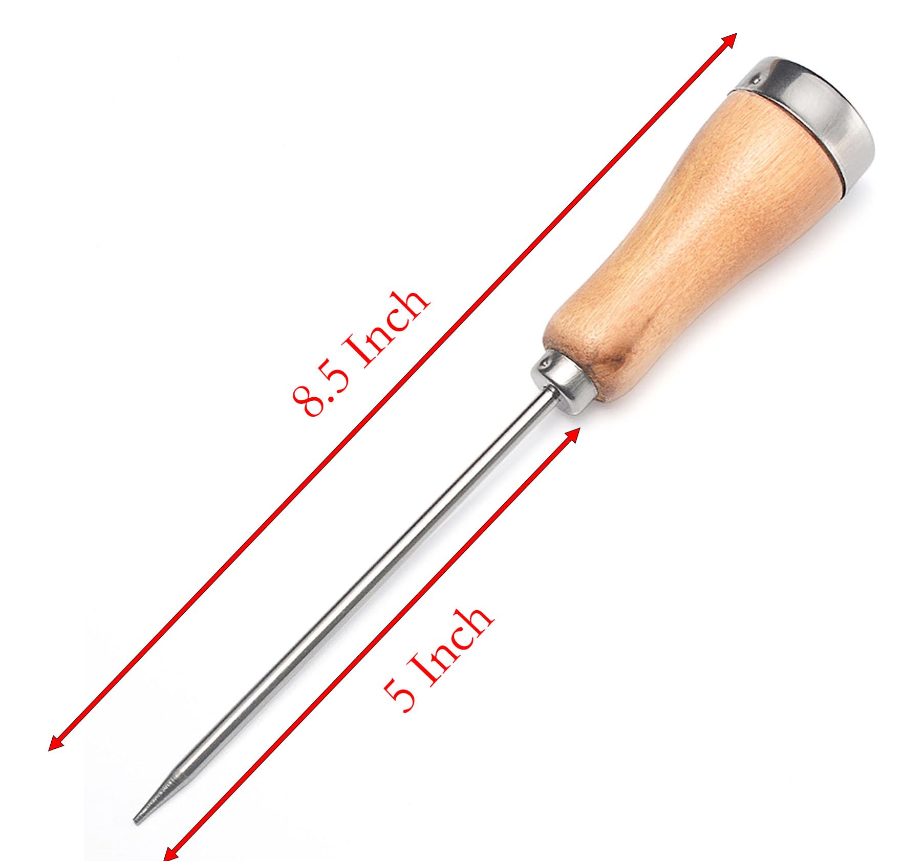 Stainless Steel Ice Crusher with Wood Handle - 8.5 Inch Ice Pick for Breaking Ice at Home, Bar, and Cocktail Making - Perfect for Margaritas, Iced Coffee, and Party Drinks (1 Piece)