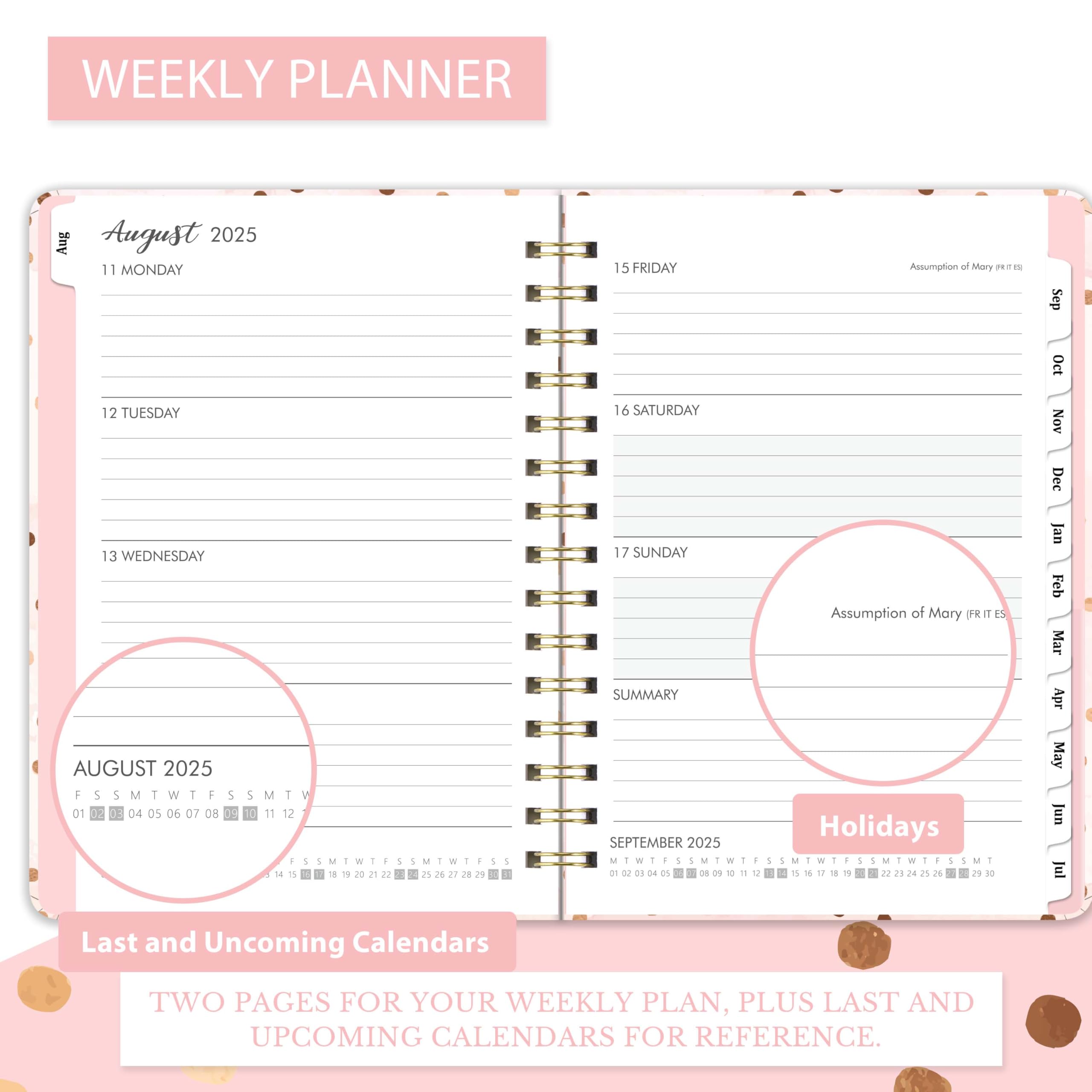 2025-2026 Academic Planner - A5 Weekly Diary from August 2025 to July 2026, 21.5 x 15.5 x 1.5 cm, Pink Cover | Perfect for Students, Teachers & Office Professionals
