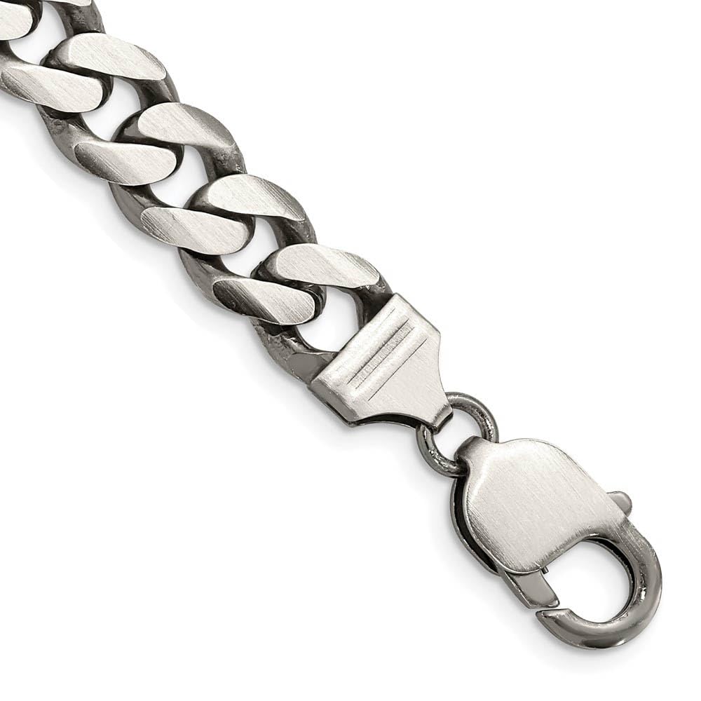 The Black Bow Men's 9mm Sterling Silver Solid Antiqued Flat Curb Chain Necklace - Perfect for Casual and Formal Occasions