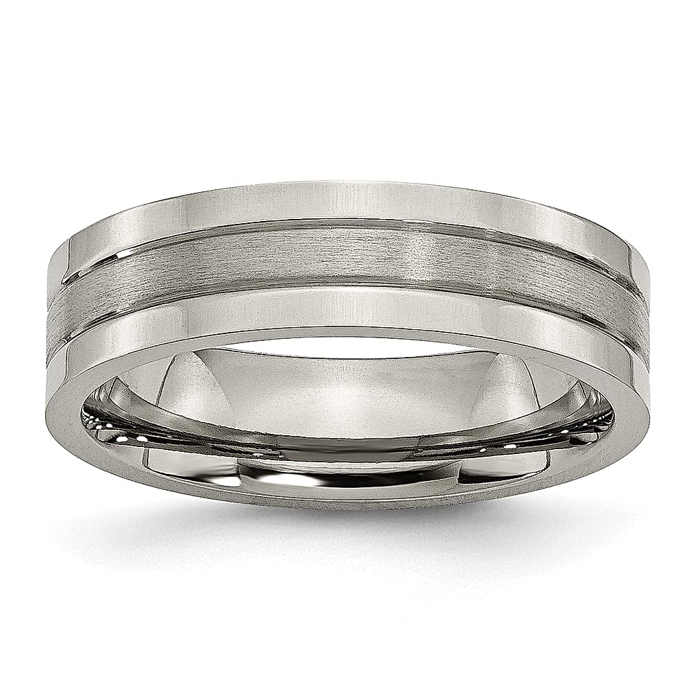 ICE CARATS Titanium Brushed 6mm Grooved Wedding Band Ring - Elegant Women's Fashion Jewelry, Perfect Anniversary Gift for Her - Ideal for Weddings, Engagements & Special Occasions