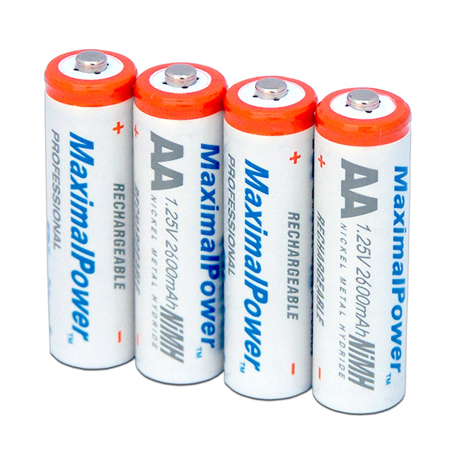 MaximalPower AA 2600mAh NiMH Rechargeable Batteries 4-Pack - High Capacity Long Lasting Power for Digital Cameras, Flashlights, Toys & Electronics (Google SEO Optimized)