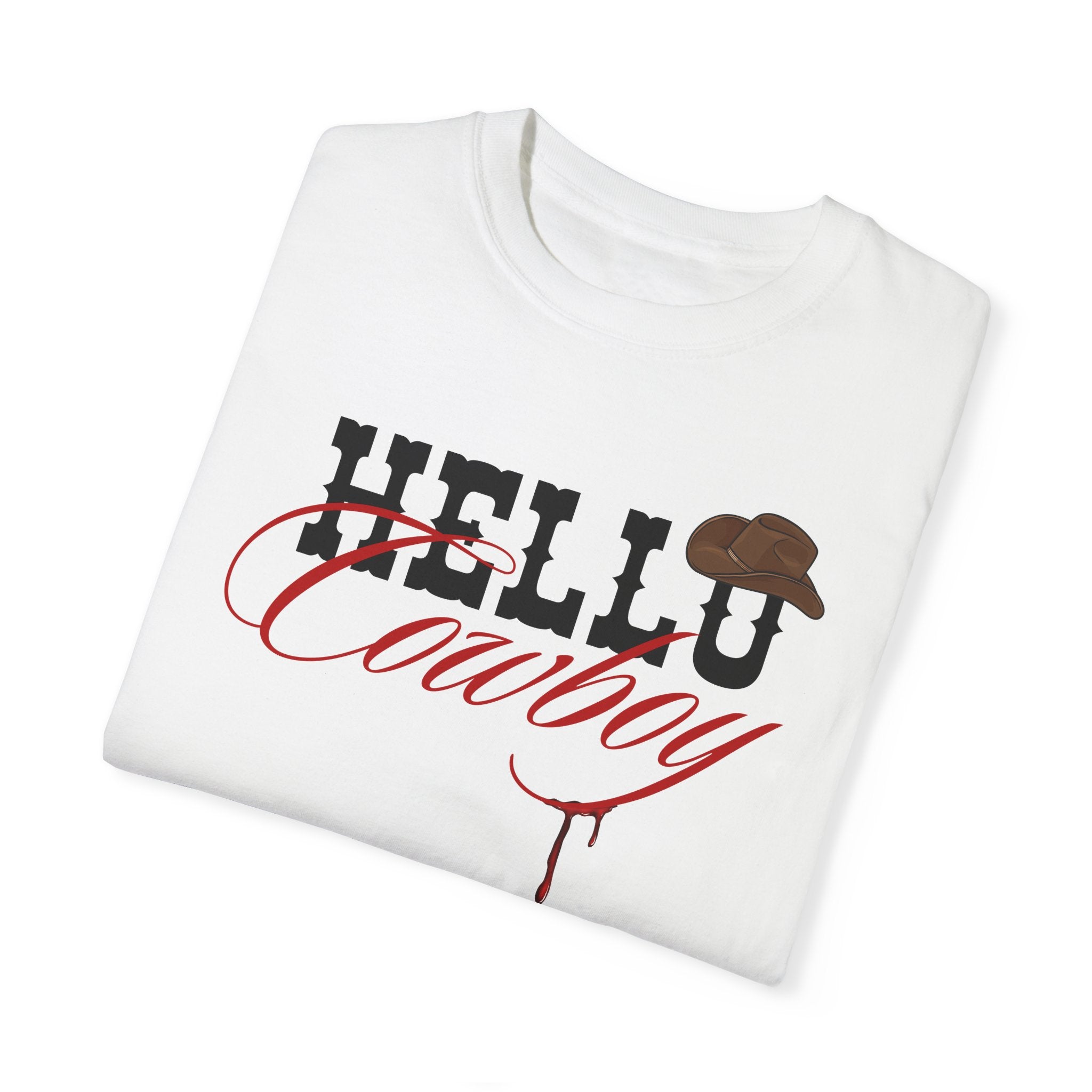 Hello Cowboy Graphic T-Shirt - Western Style Cotton Tee for Men & Women - Perfect for Rodeo, Country Music Festivals & Western Theme Parties