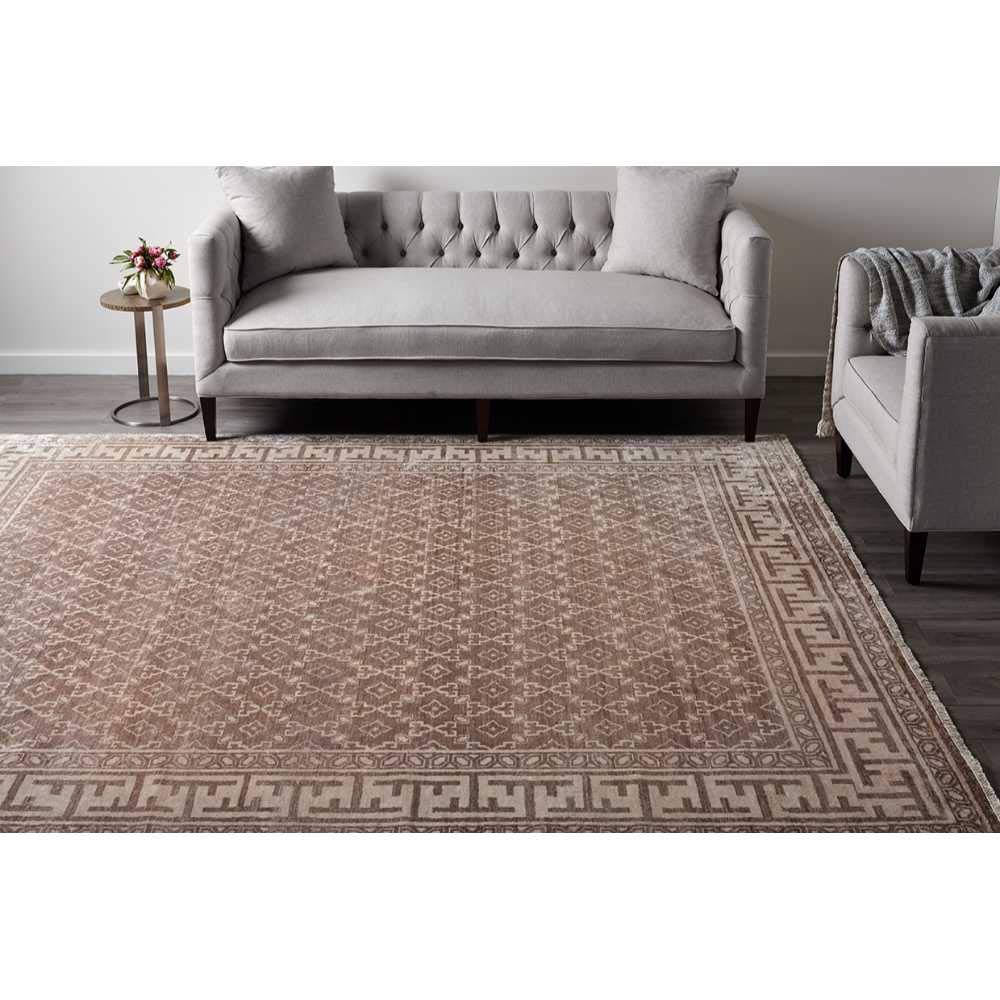 Solo Rugs Lia Transitional Khotan Hand-Knotted Area Rug - 5' x 8' Cocoa Brown - Premium Wool Living Room Rug for Home Decor, Bedroom & Office