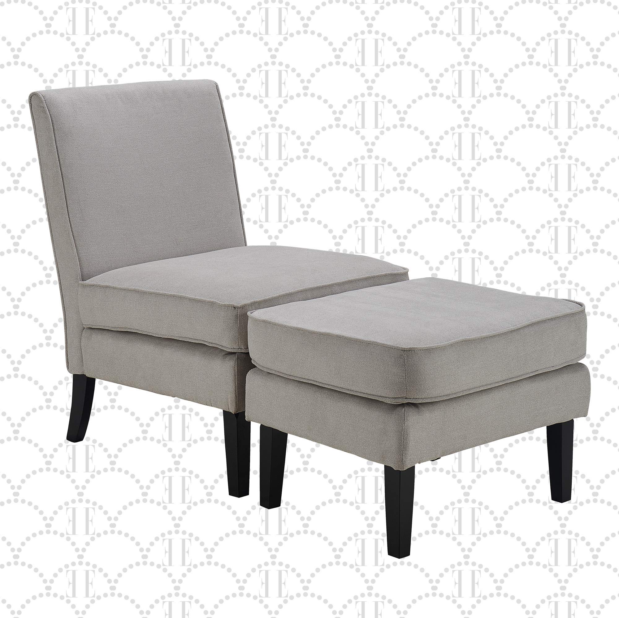 Elle Decor Olivia Upholstered Accent Foot Rest Ottoman - Modern Velvet Microfiber Armless Sofa Chair for Living Room, Bedroom, or Office - Gray - Perfect for Relaxation, Reading, and Small Space Decor