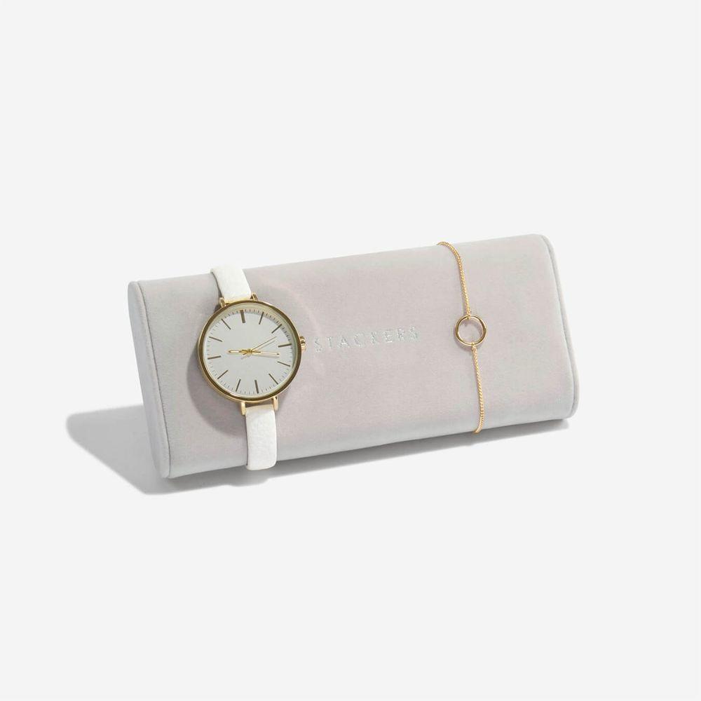 Stackable Watch & Bracelet Organizer - Soft Grey Storage Pad for Jewelry Display & Travel | Perfect for Dresser Top, Vanity, or Nightstand Organization